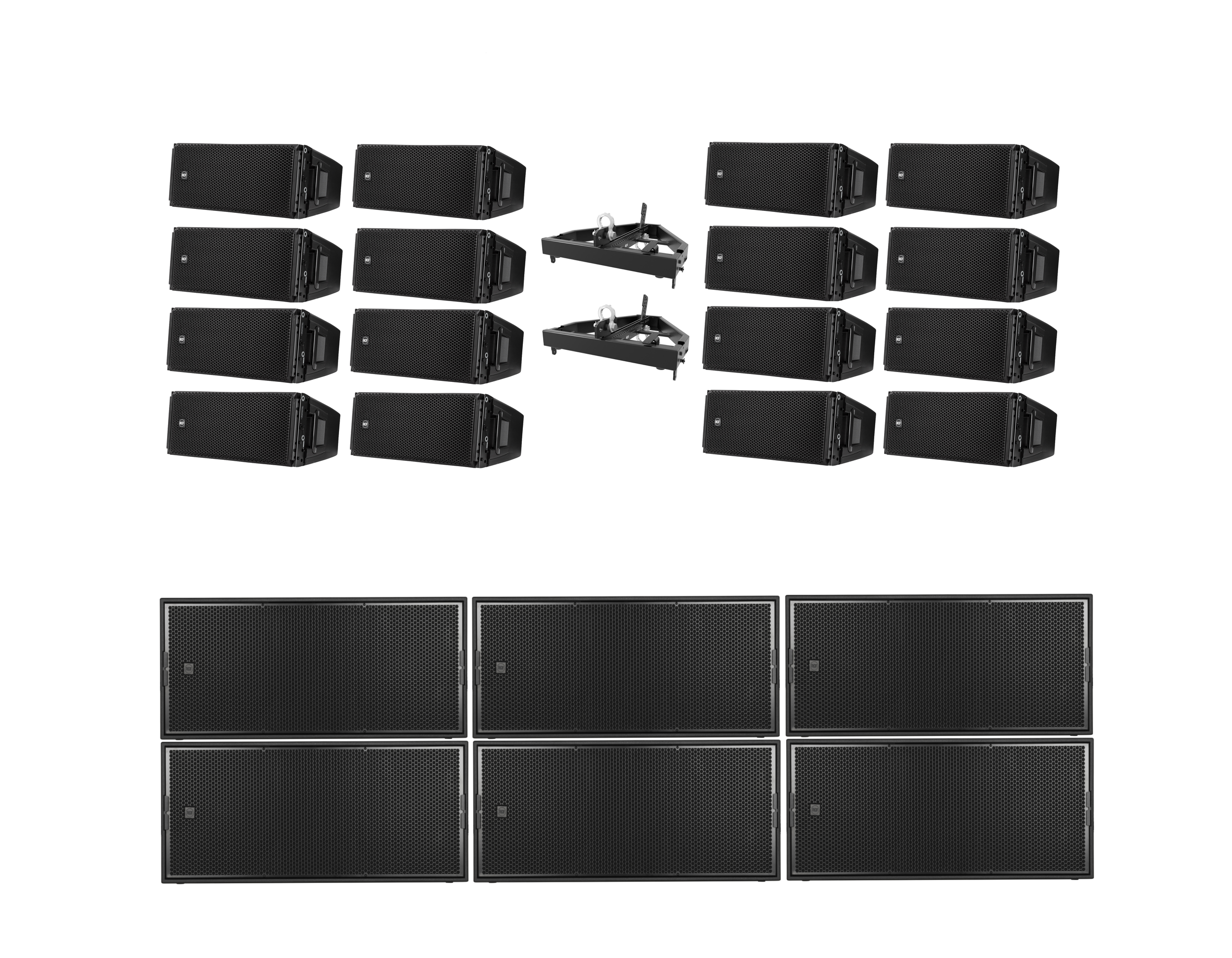 RCF HDL 30-A line array rental system with SUB 9029-AS touring subwoofers