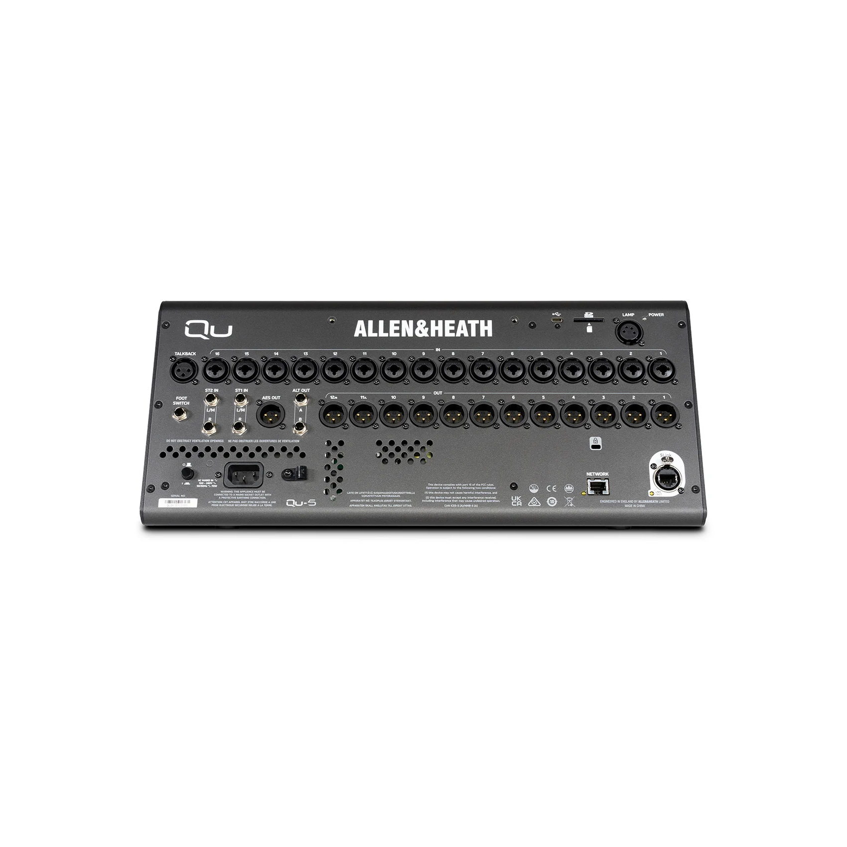Allen & Heath Qu-5 professional digital mixing consoles with motorized faders and touchscreen
