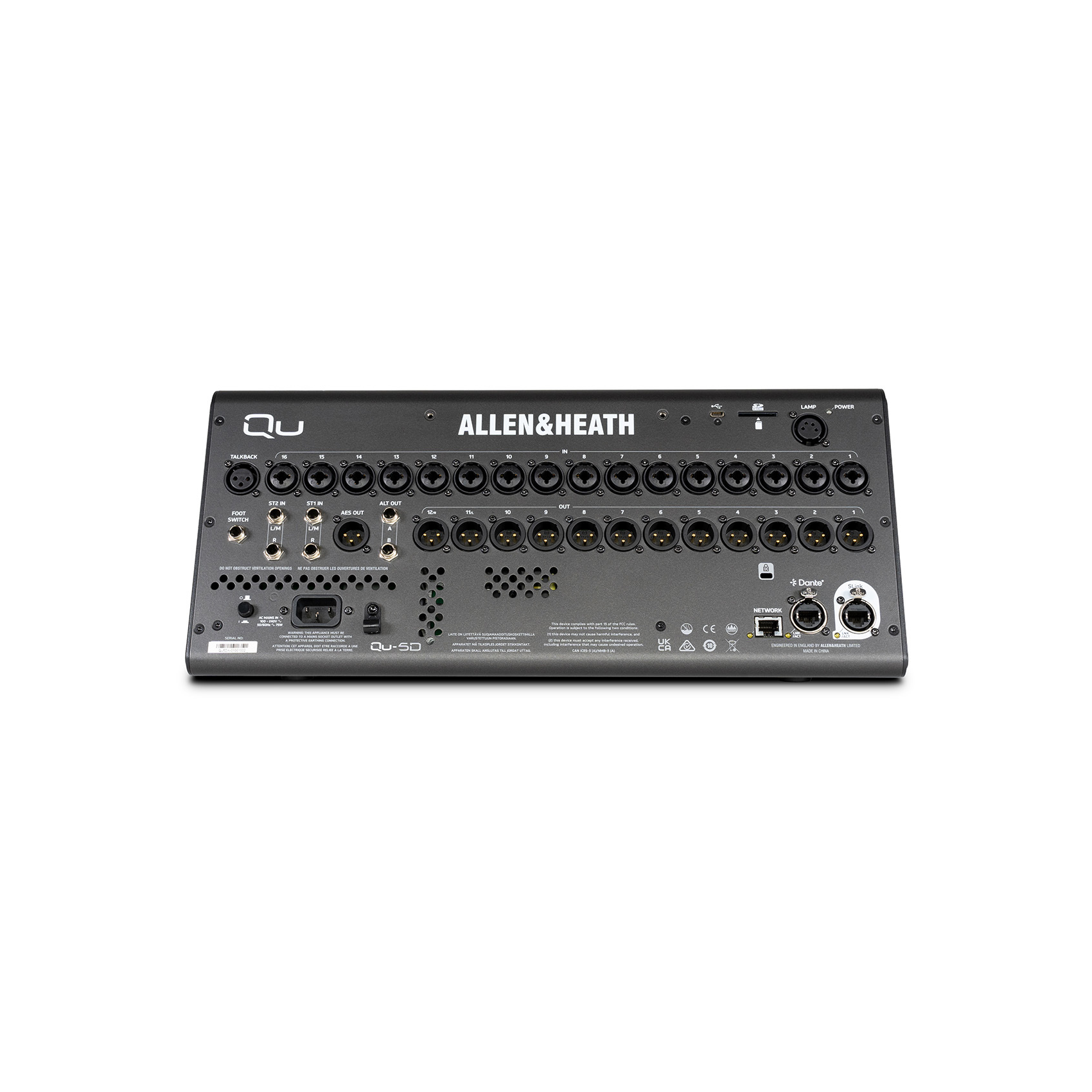 Allen & Heath Qu-5 and Qu-5D professional digital mixing consoles with motorized faders and touchscreen