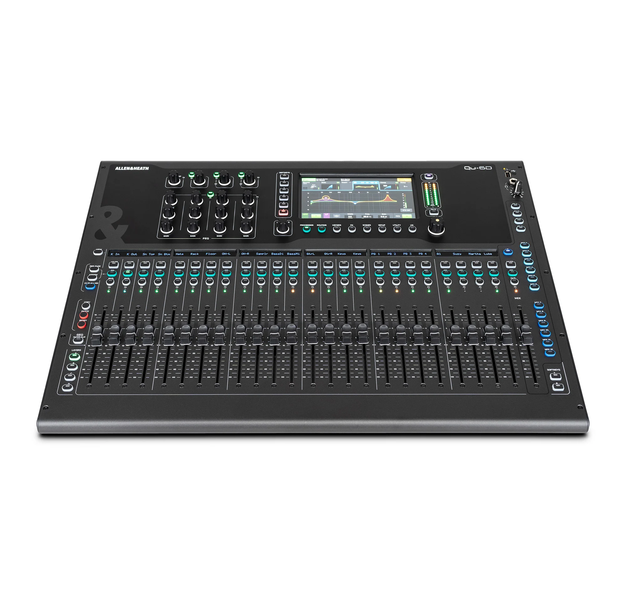 Allen & Heath Qu-6D professional digital mixing console with 25 motorized faders and 7-inch touchscreen