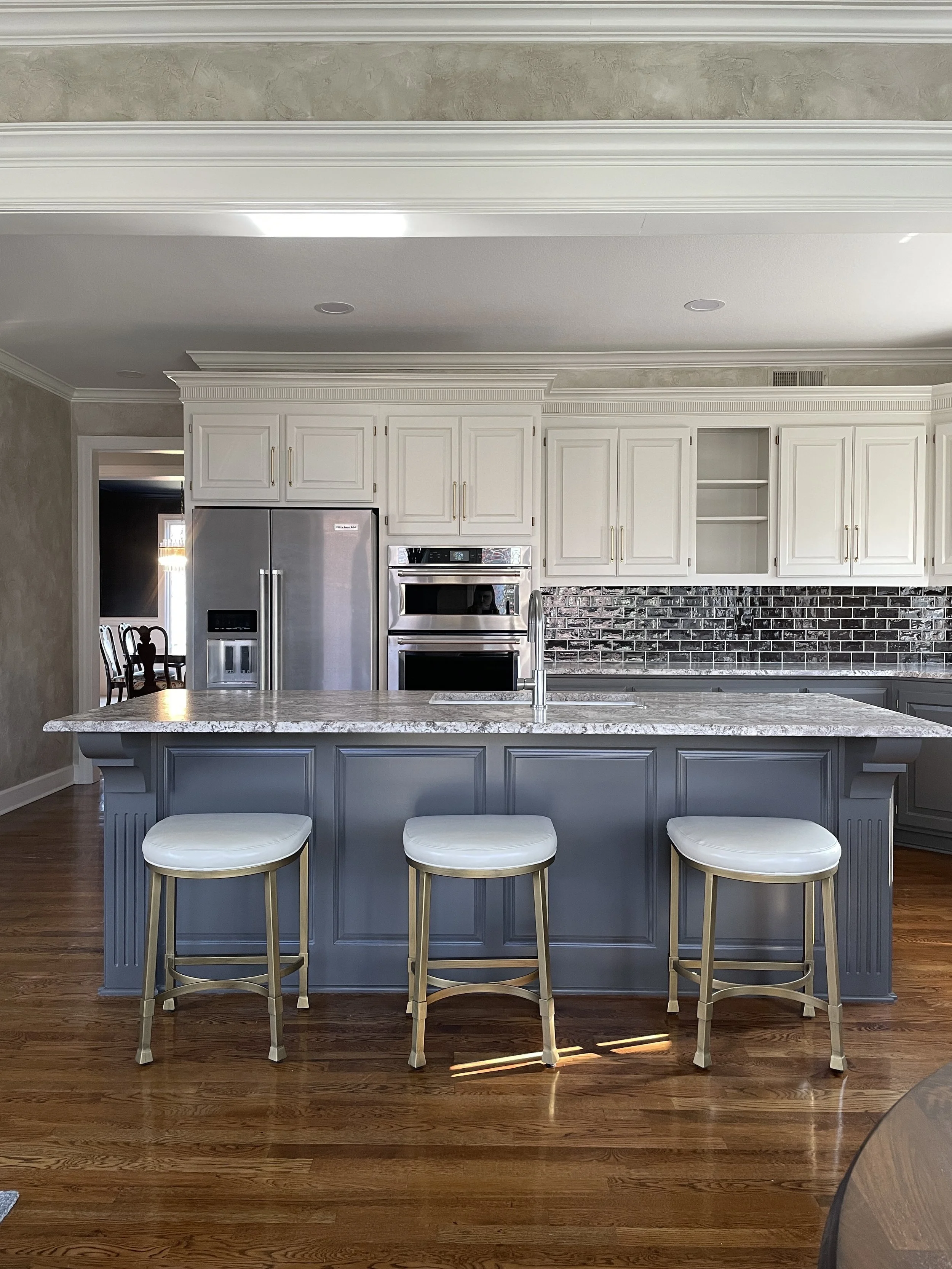 Singer Interiors in Sarasota Florida Painted Kitchen No Demo Renovation with Urbane Bronze by Sherwin Williams