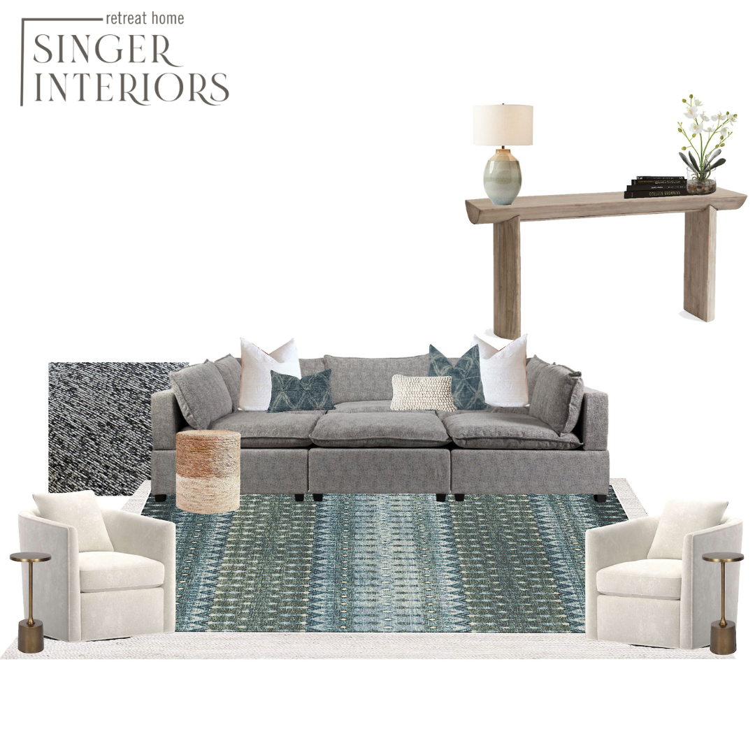 Colorful Modern Living Room Virtual E-Design Mood Board Venice Florida