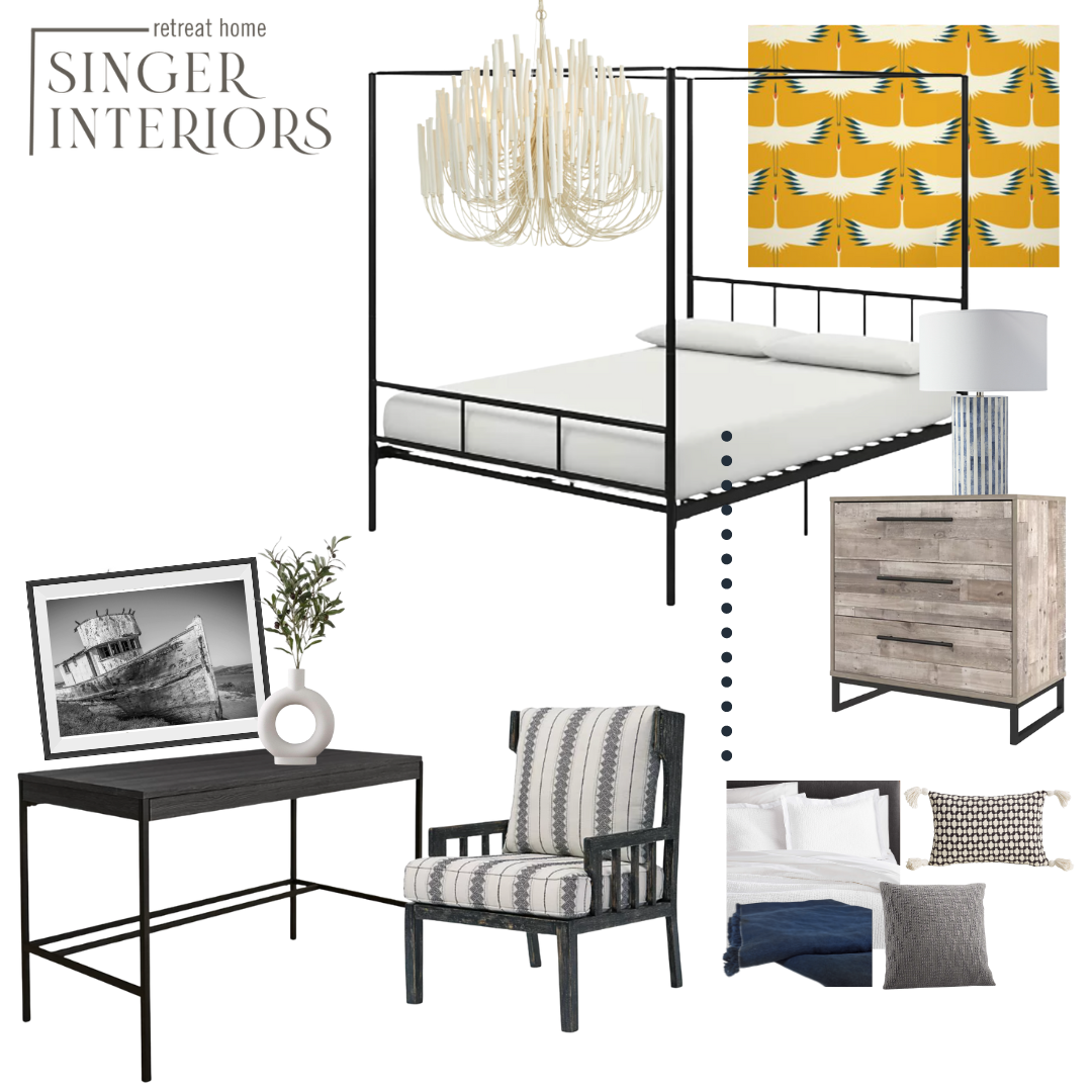 Coastal Chic Modern Vacation Rental Home Bedroom Design Affordable Designer Services 