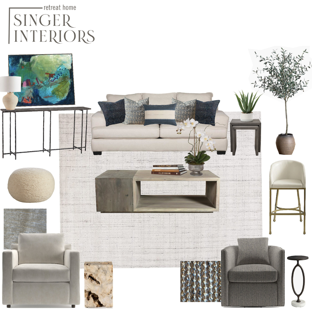 Organic Modern Coastal Chis Virtual E-Design Interior Living Room