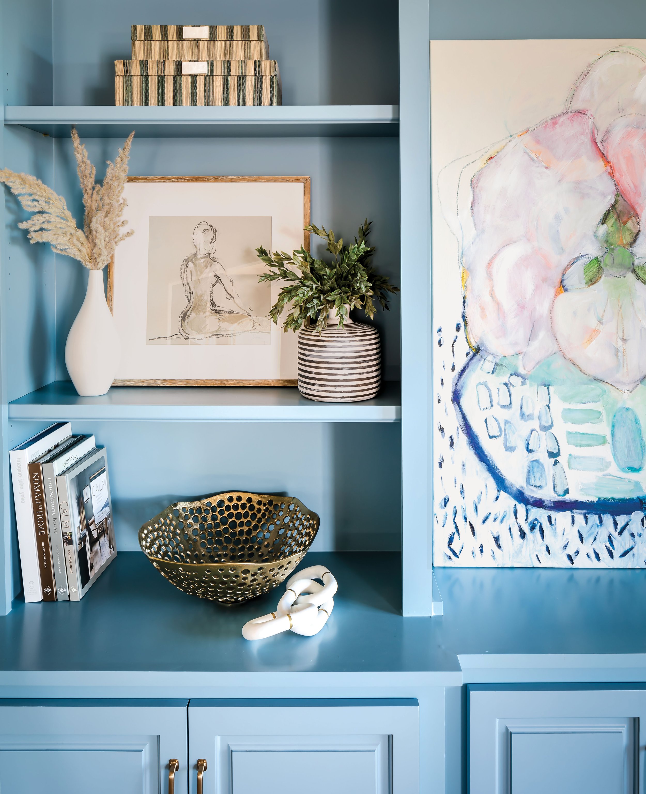 Blue Built-In Bookcase