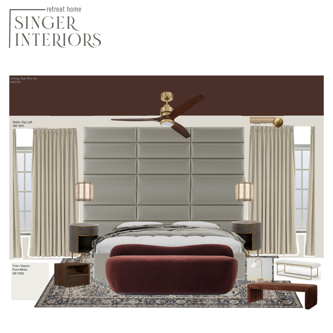 Modern Luxury Hotel Chic Bedroom E-Design Mood Board Sarasota Florida Singer Interiors