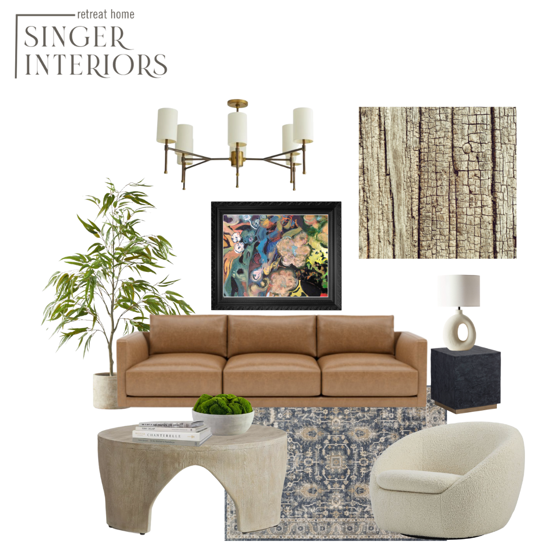 Modern Organic Living Room Design E-Designer Singer Interiors Florida Vacation Rental Design
