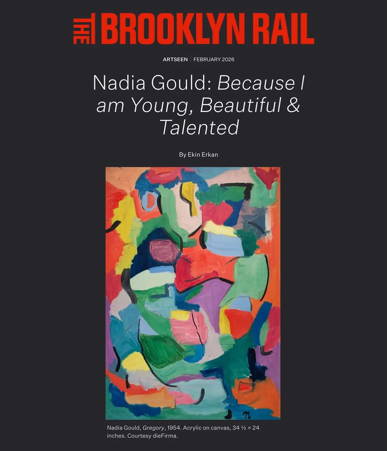 The Brooklyn Rail reviews Nadia Gould
February 2026 Issue
by Ekin Erkan
Link in bio

Gallery hours: Wed - Sat 12-6pm
On view thru March 28, 2026

#nadiagould #thebrooklynrail  #art #womanartist
#geometricabstractions
