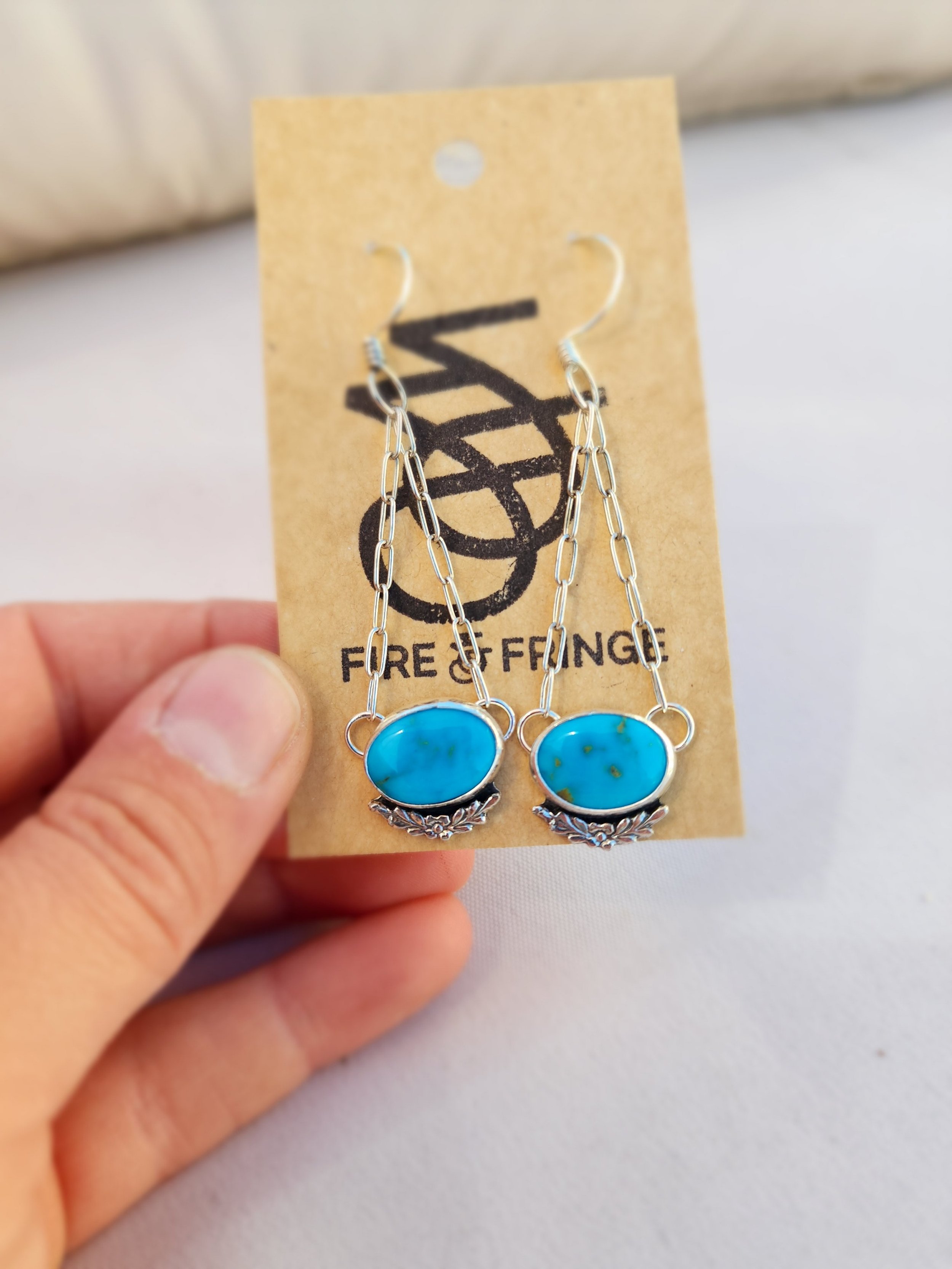 Turquoise Chain Dangle Earrings