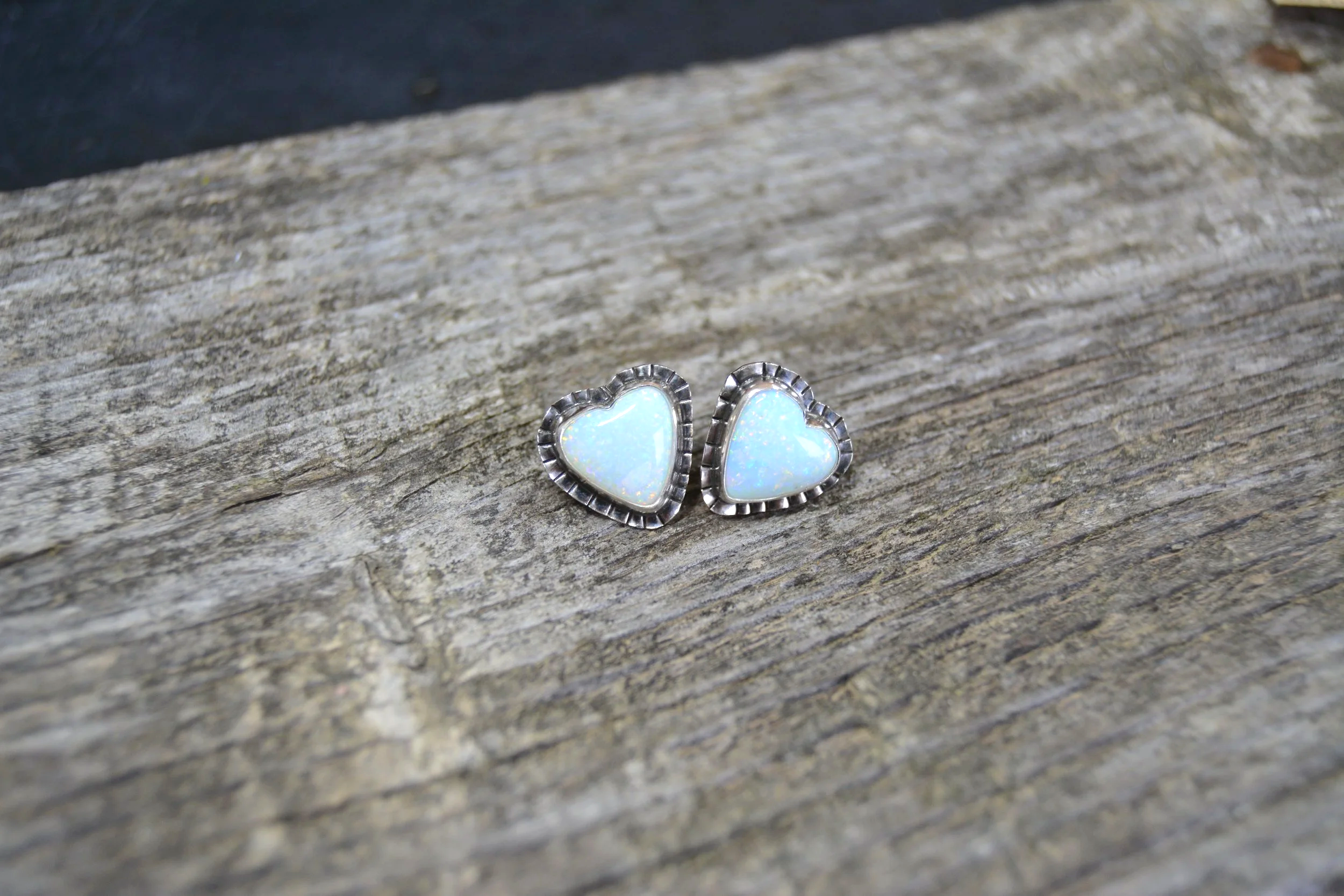 Sterling Opal with hand stamped boarder perfect for valentines day. 