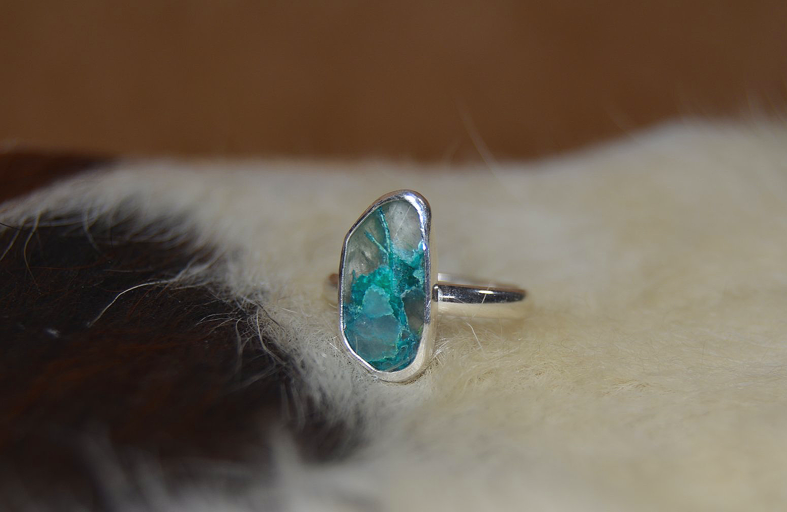Deep Sea Chrysocolla Sterling Silver Ring-Size 7.5