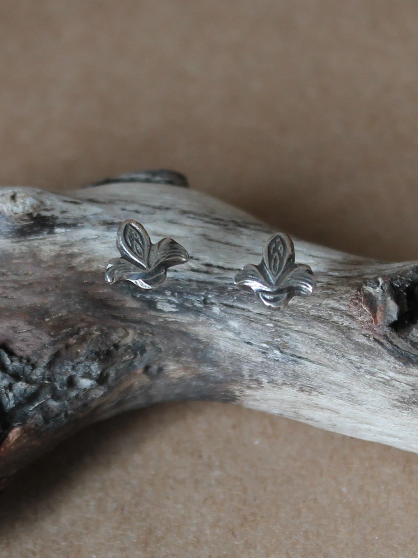 Flower Bud Stud Earrings | Tiny Solid Sterling Silver Botanical Earrings