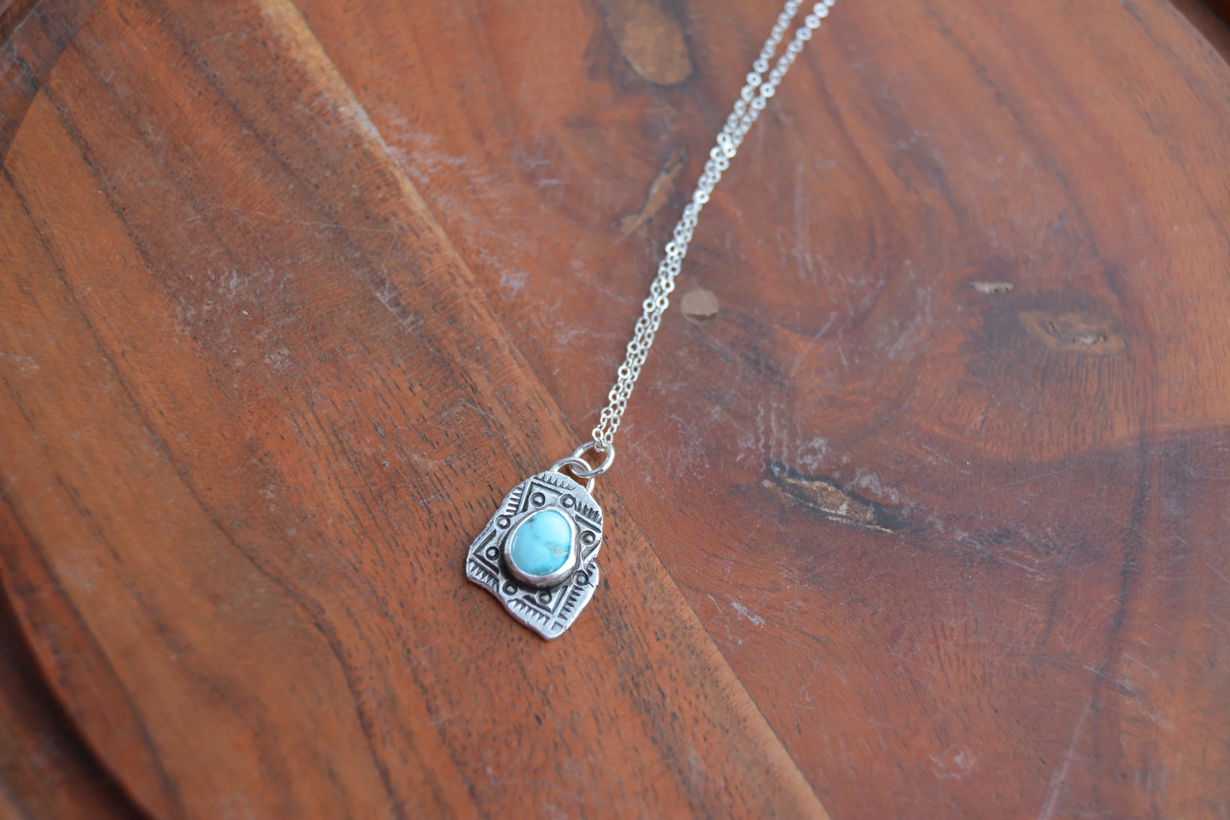 Tribal Stamped Turquoise Necklace