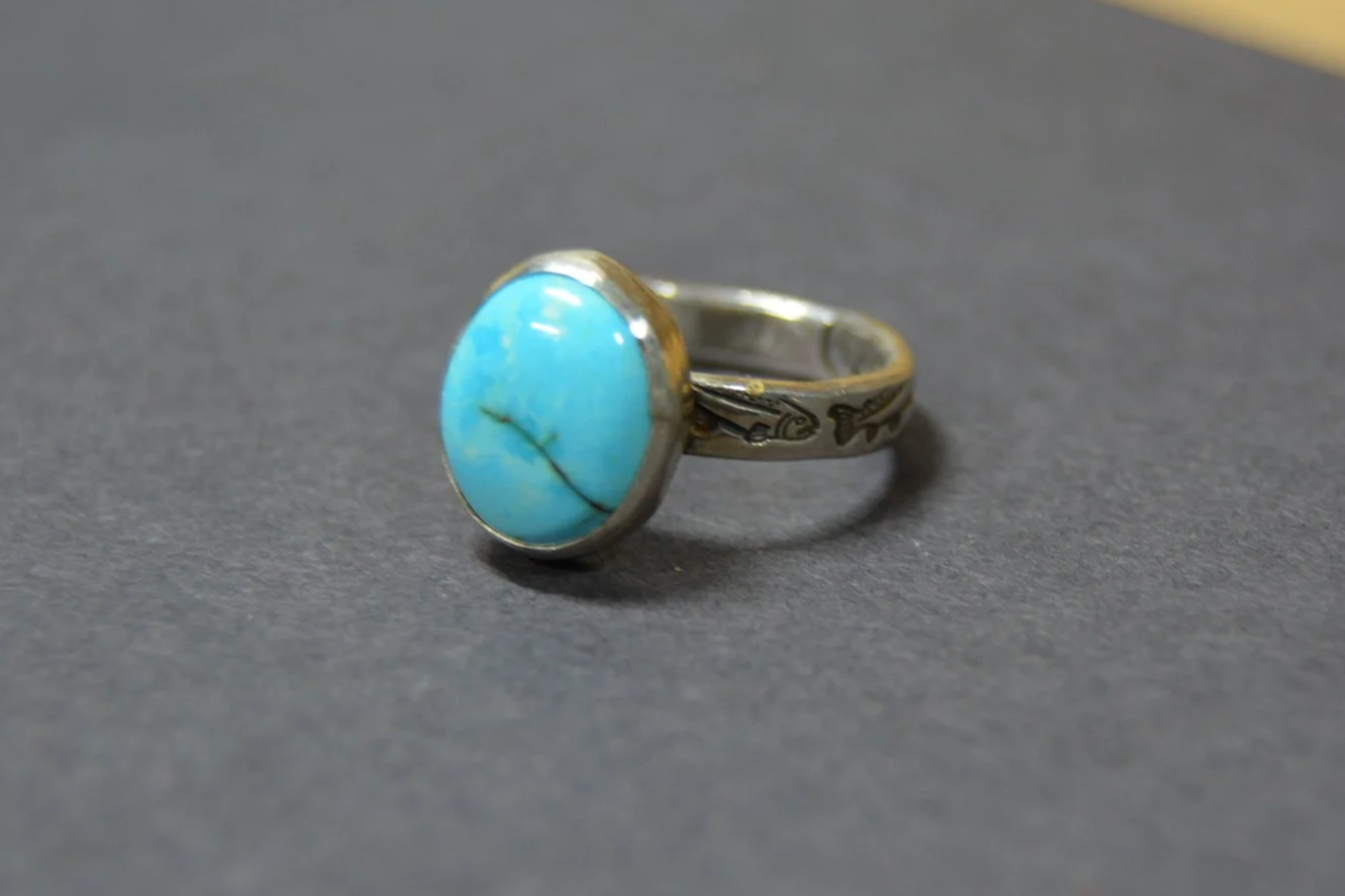 Turquoise Fish Stamp Ring