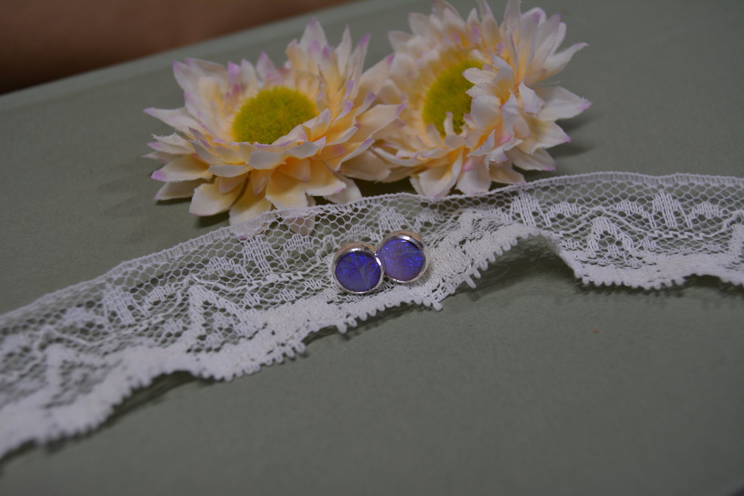 Round Sterling Opal Stud Earrings