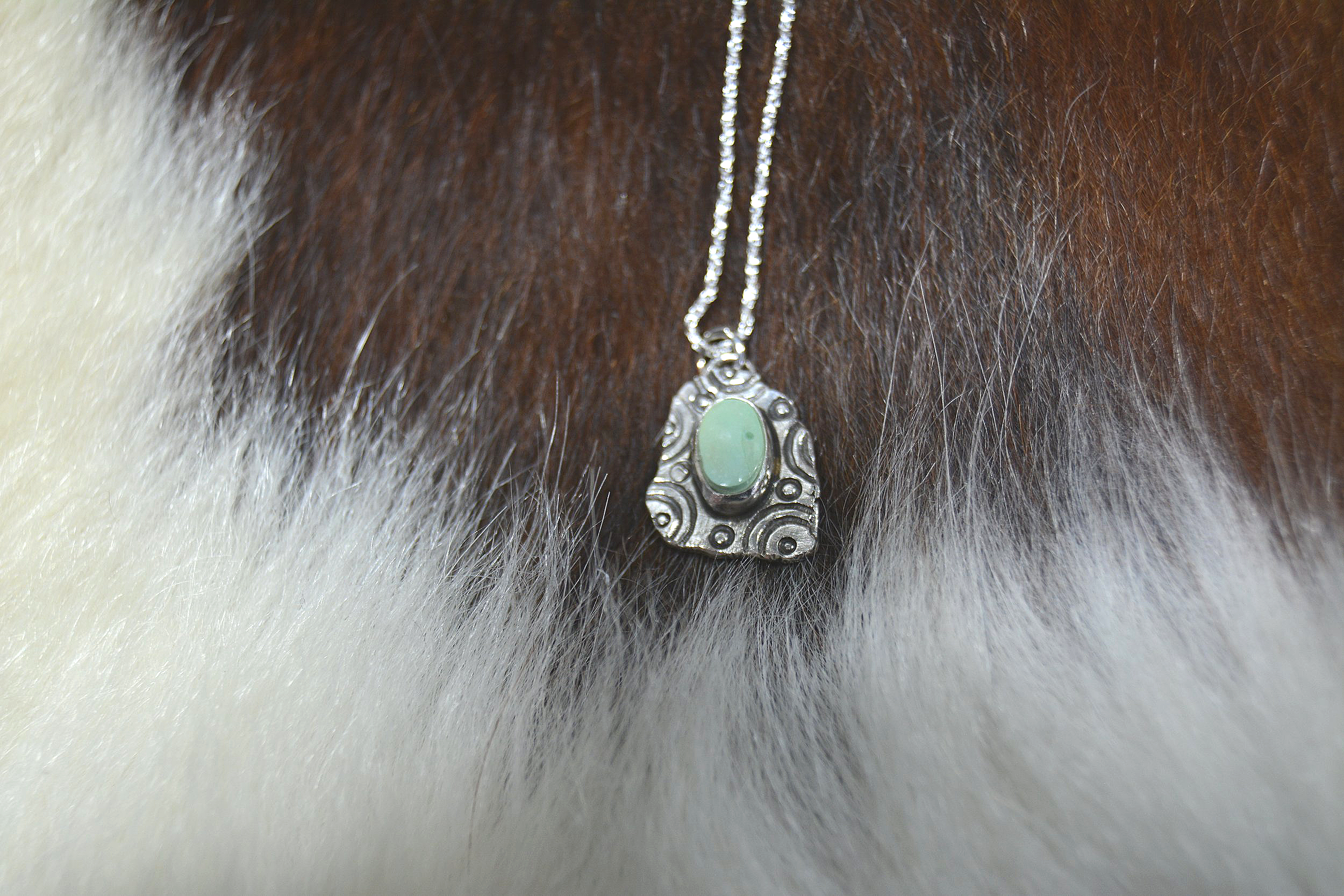 Geometric Stamped Turquoise- 20 inch chain