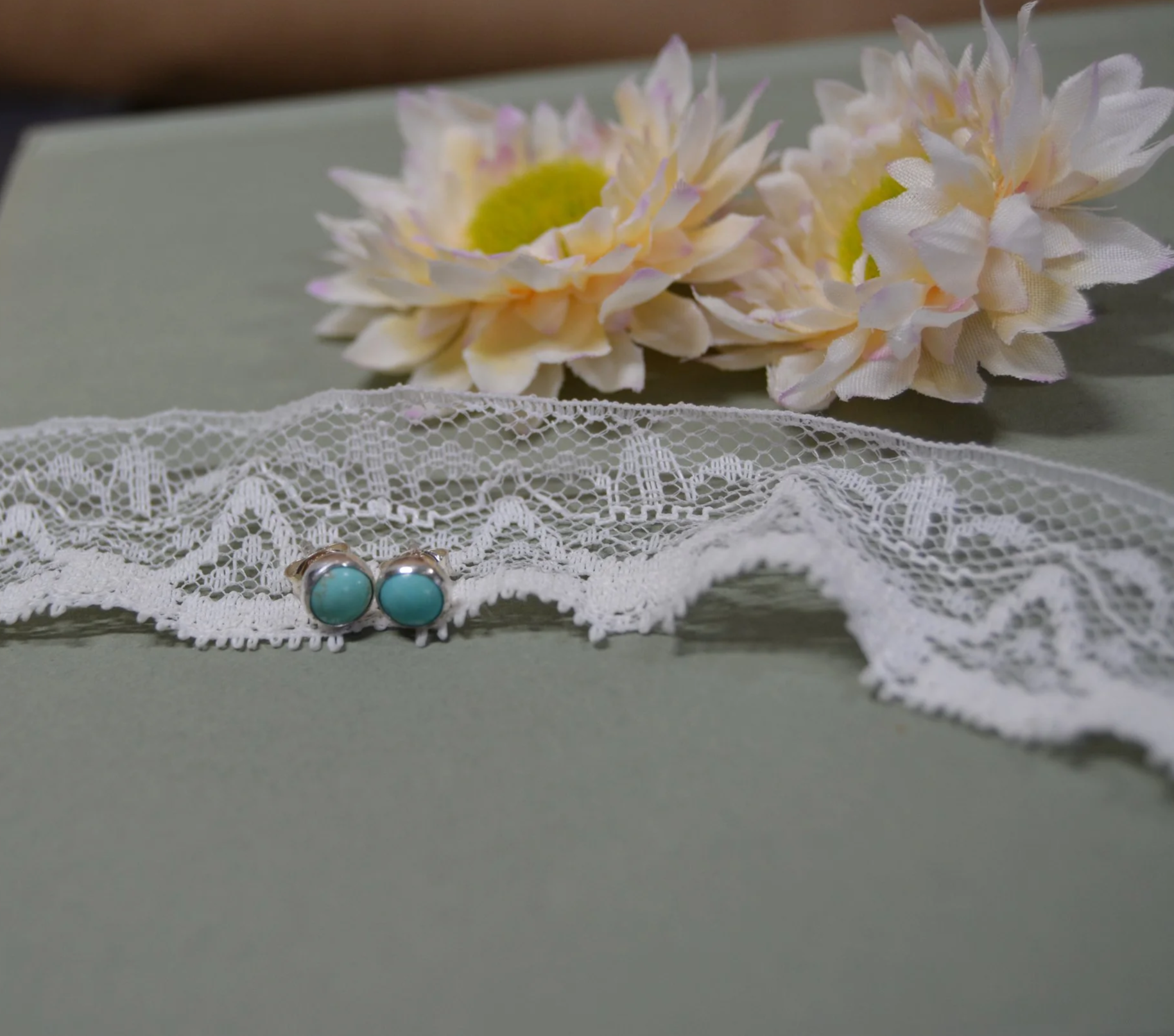 Turquoise Stud Earrings in Sterling Silver | Handmade Jewelry