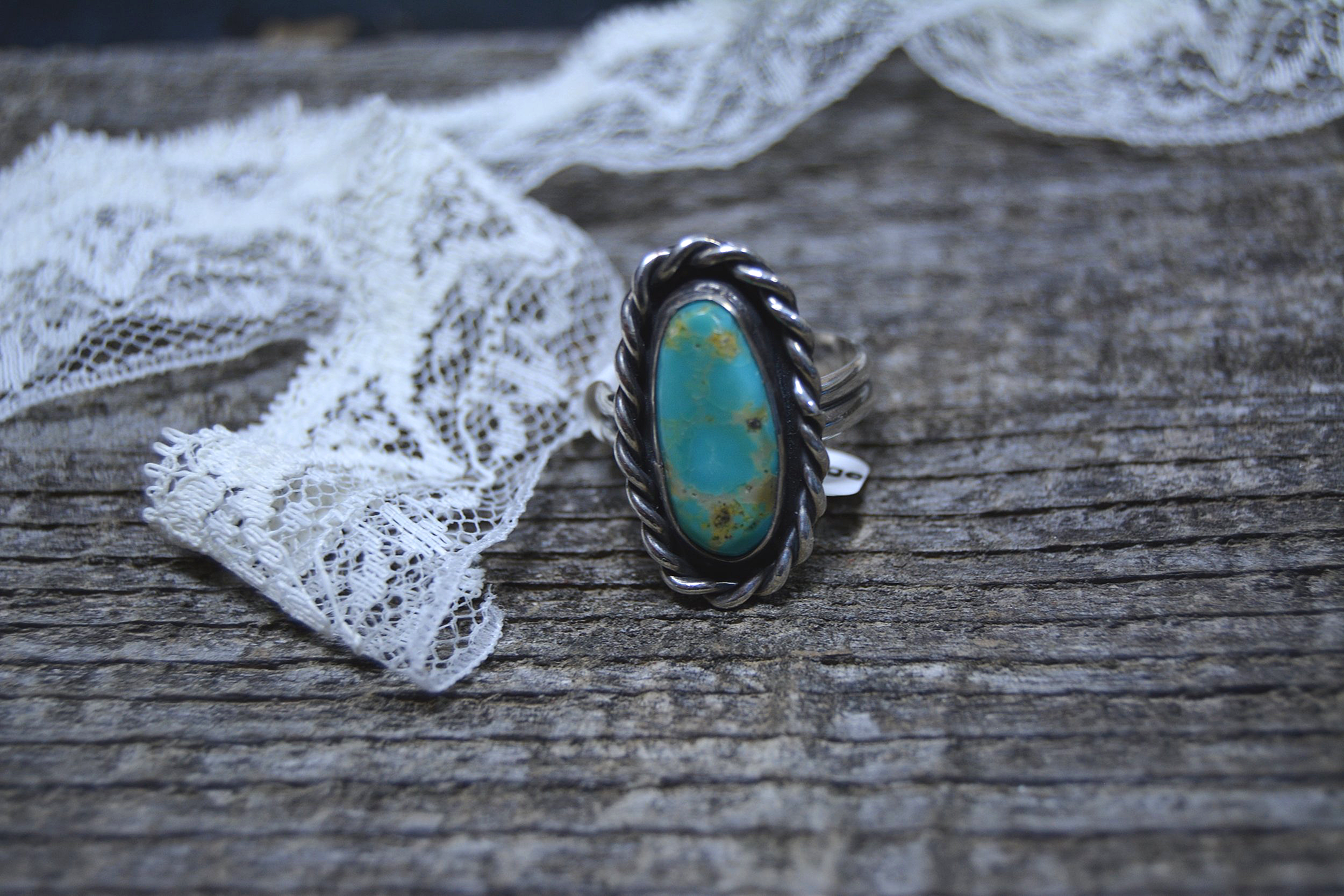 The Lariat Turquoise Ring: Handcrafted Braided Silver-Size 10.5