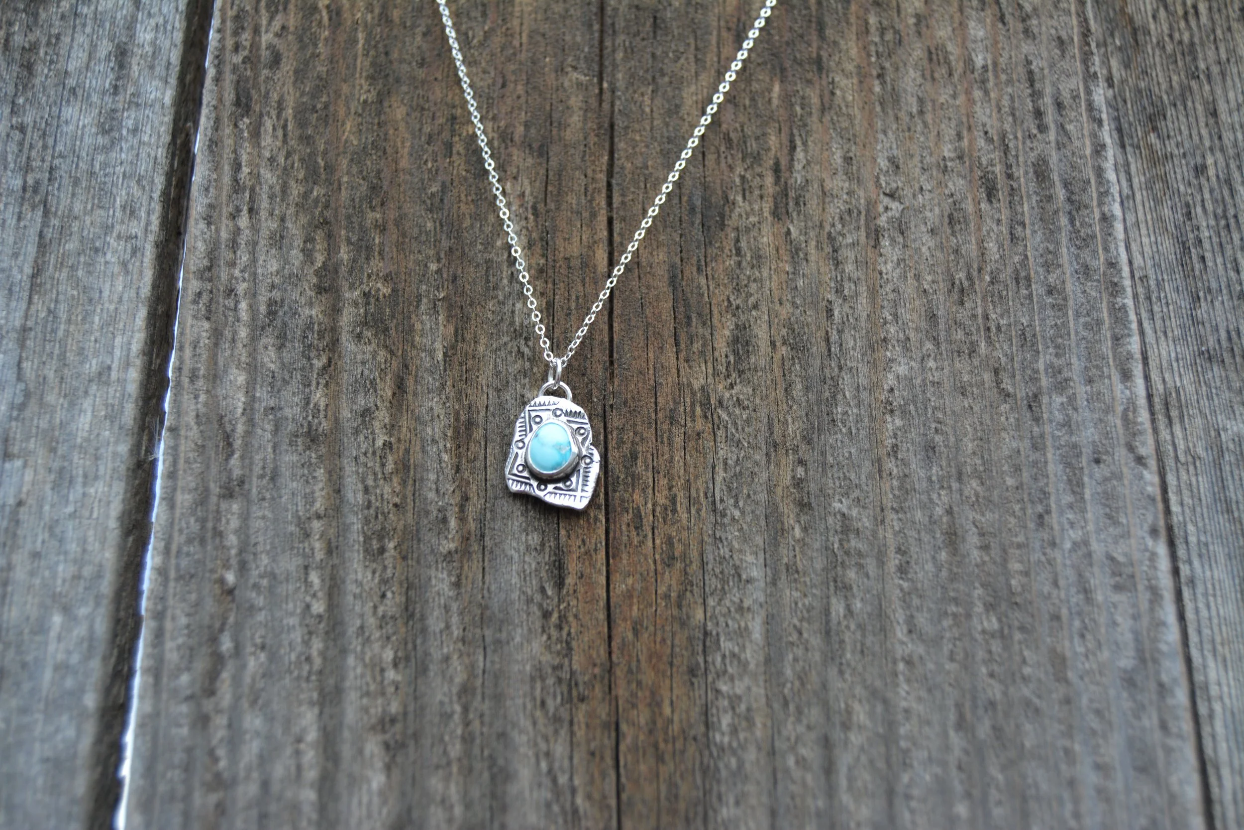 Tribal Stamped Turquoise Necklace