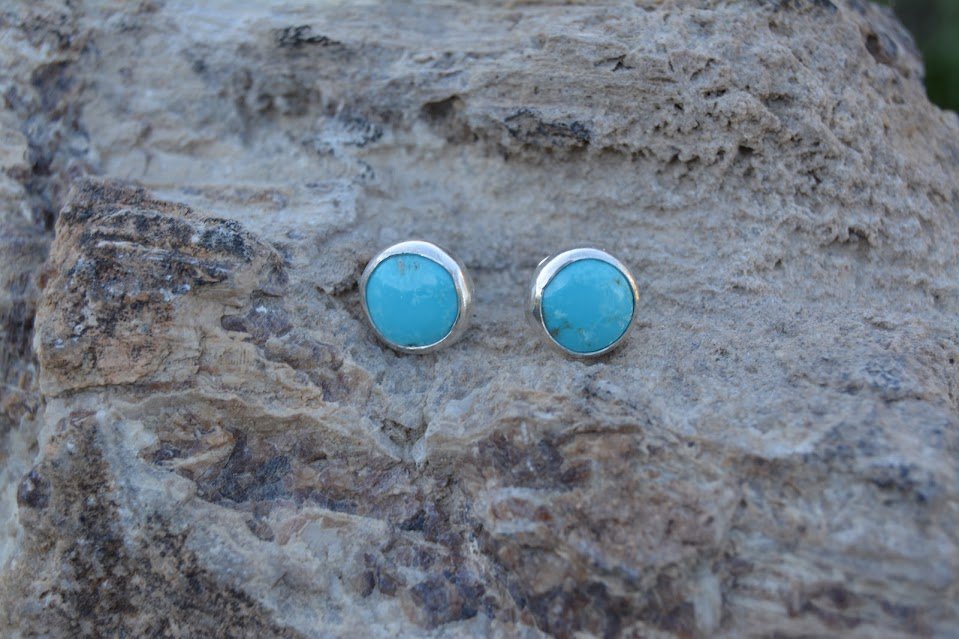 Round Turquoise Stud Earrings