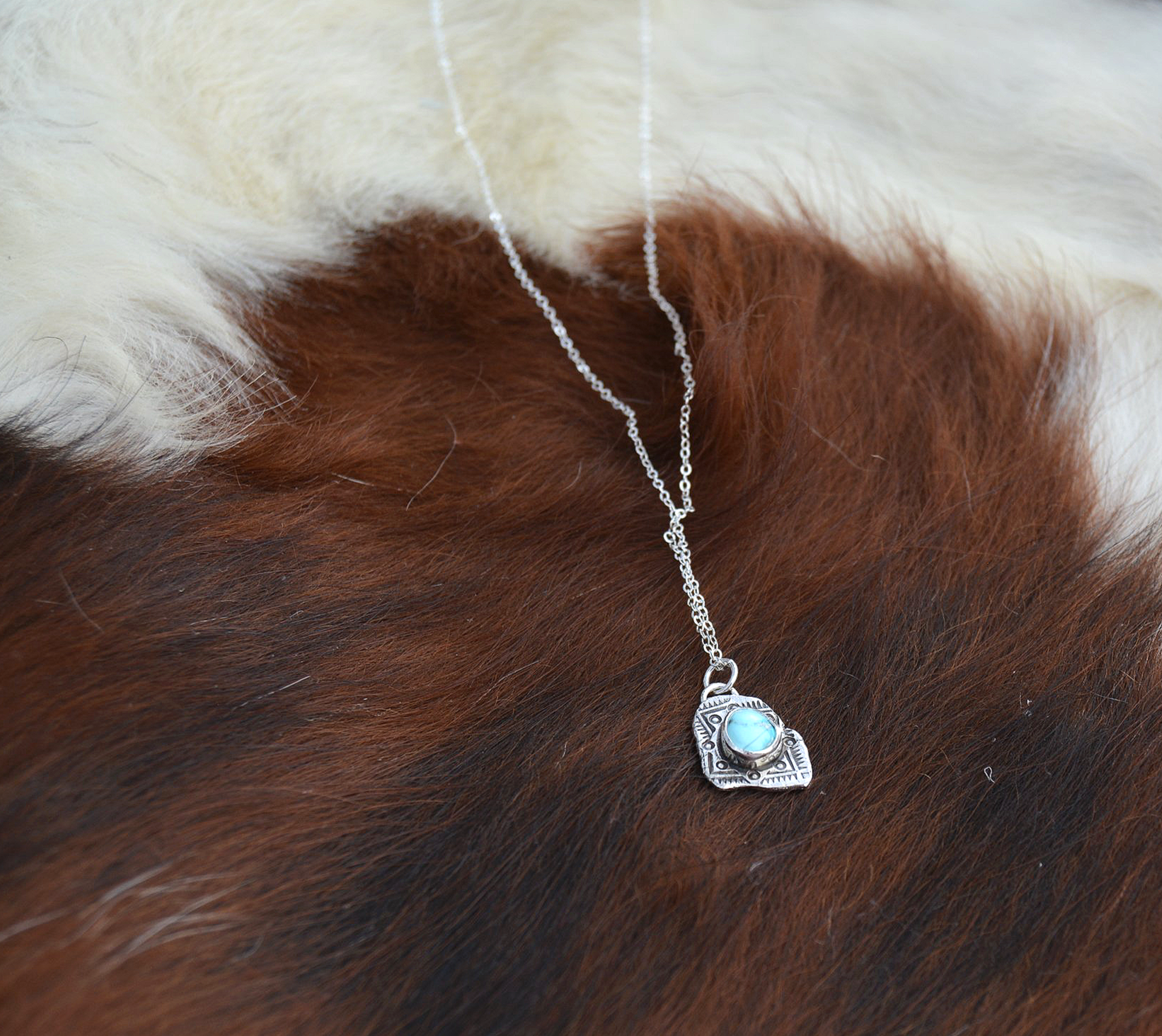 Tribal Stamped Turquoise Necklace