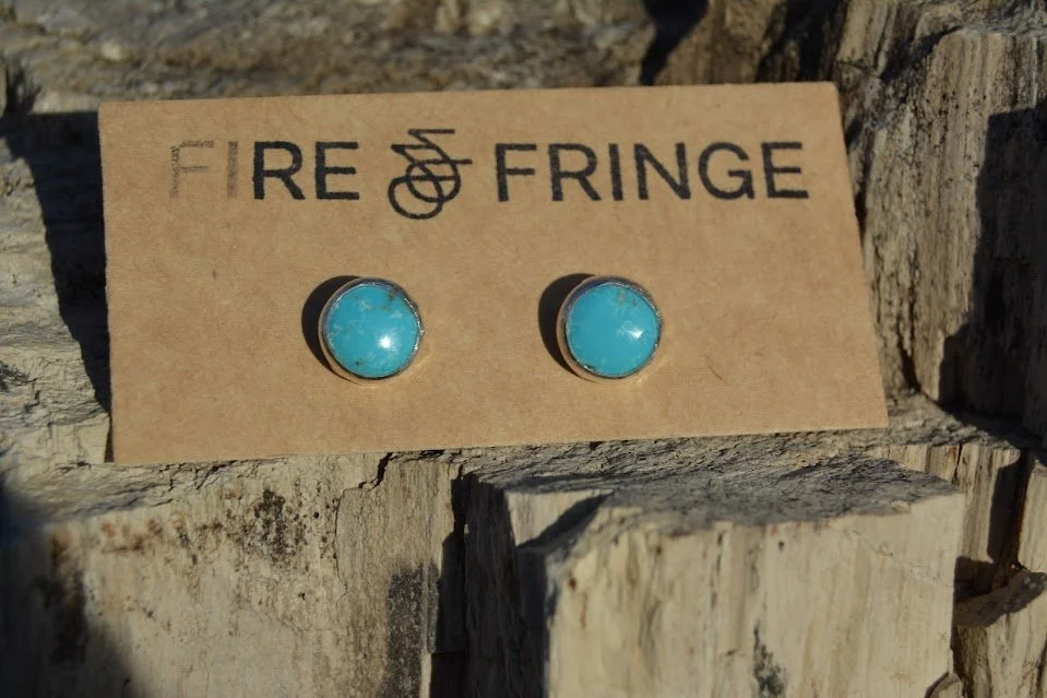 Round Turquoise Stud Earrings