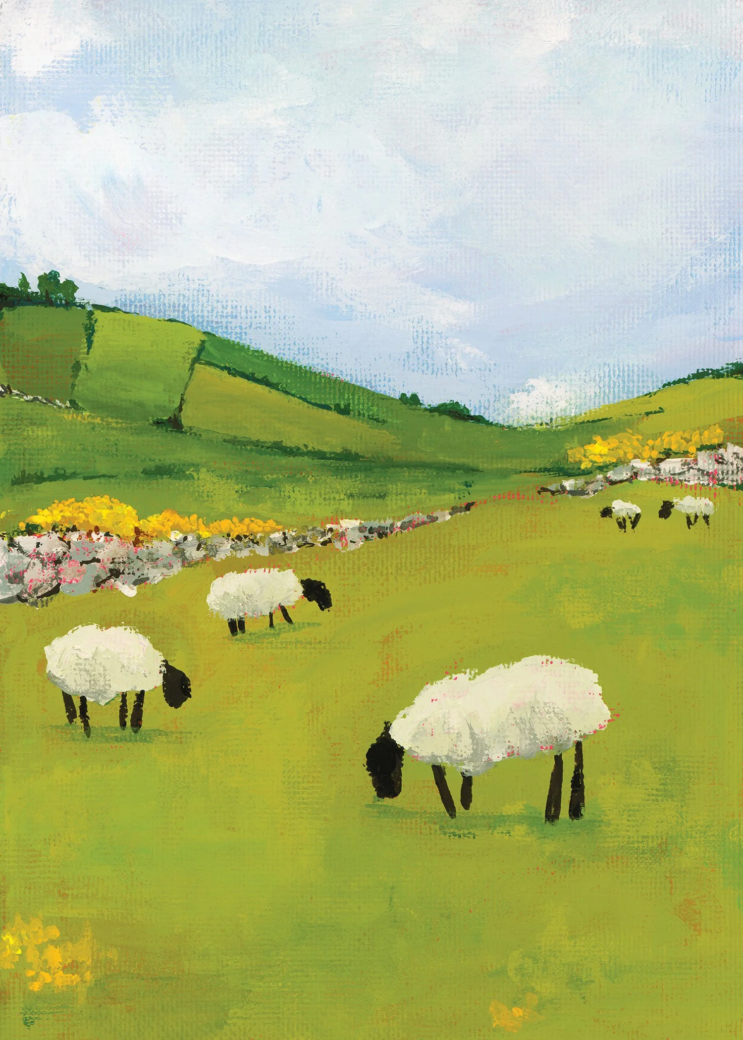 Sheep  with Gorse print