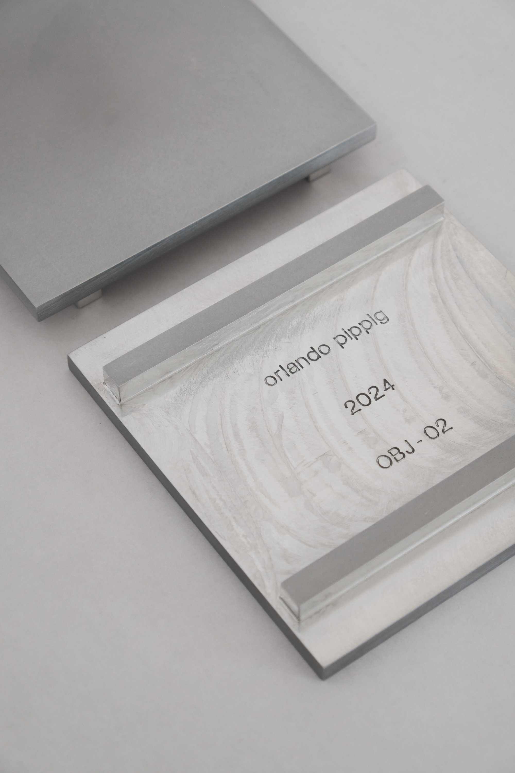 Minimal aluminum coaster, cnc engraved logo