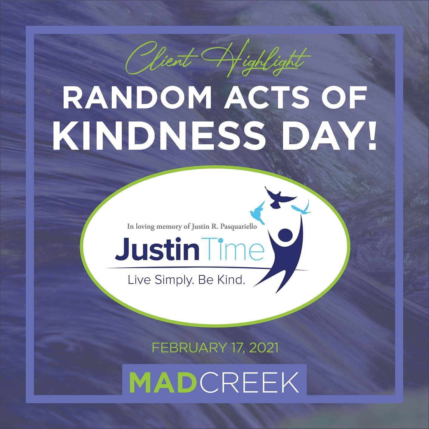 On this National #RandomActsofKindnessDay we would like to take the opportunity to highlight our @madcreekllc client The @justintimefoundation a #nonprofitorganization whose mission is to provide timely support for children/families who suffer the un