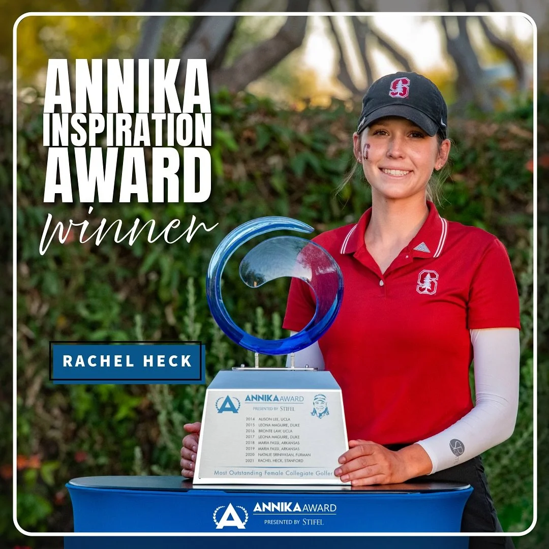 Congratulations to Rachel Heck, 2021 ANNIKA Award winner, on being named the recipient of the inaugural ANNIKA Inspiration Award!! Very well deserved!
To read her article click visit the link ➡️ https://www.globalgolfpost.com/featured/flying-high-be