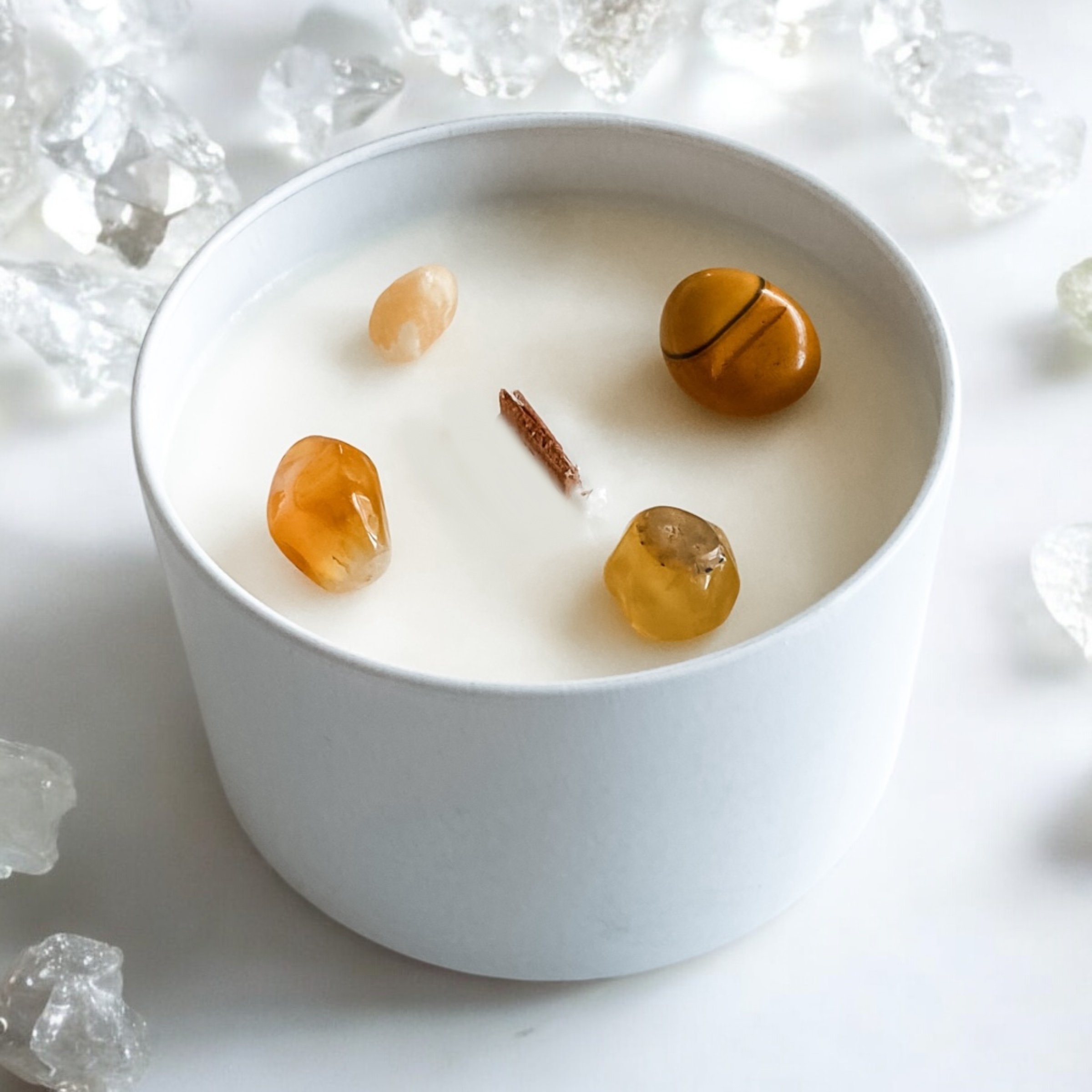 Solar Plexus Chakra Reiki Crystal Candle: Yellow Jasper
