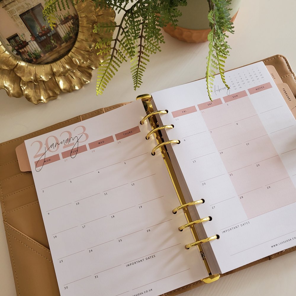 Important Dates: A5 Planner inserts - Minimal 6 ring agenda refill