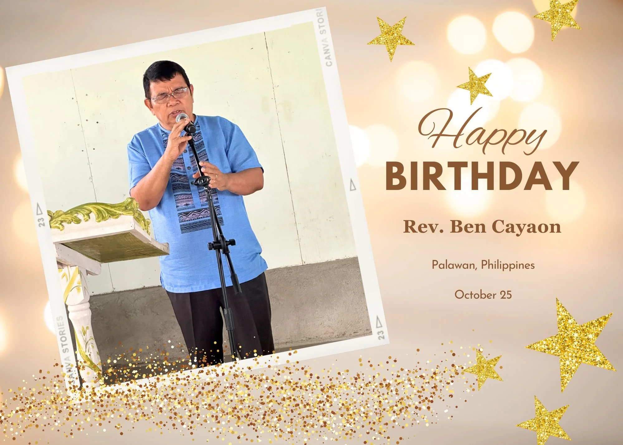 A couple days late, but ministry co-director Rev. Ben Cayaon celebrated his birthday on Saturday. Thank you for the spiritual care you provide to the people on the island of Palawan in the Philippines. May this year be filled with joy as you continue