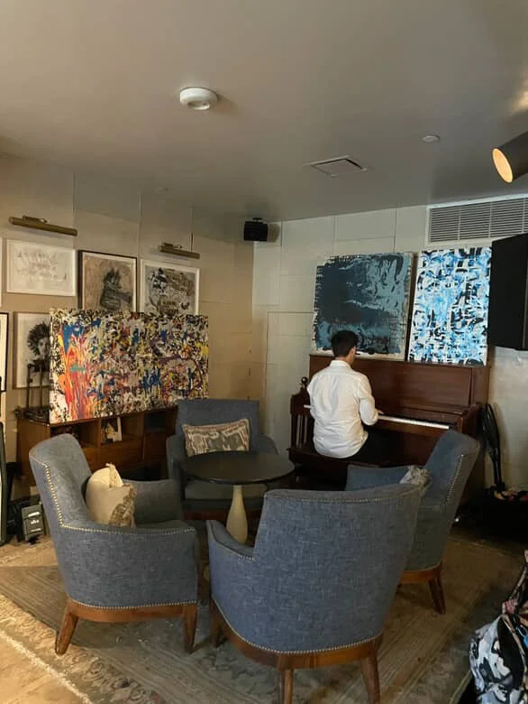 Nate from Elly Kace Music at COLLECTIVE RADIANCE at Soho House (featuring Toni Short Art)