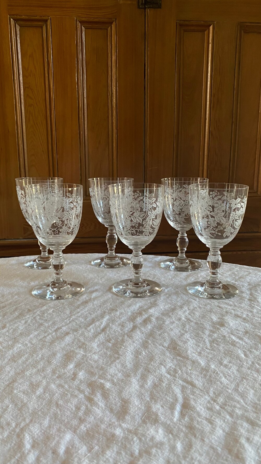 Vintage Stemware Cut Glass Crystal Goblets Wine Glasses Short Stem