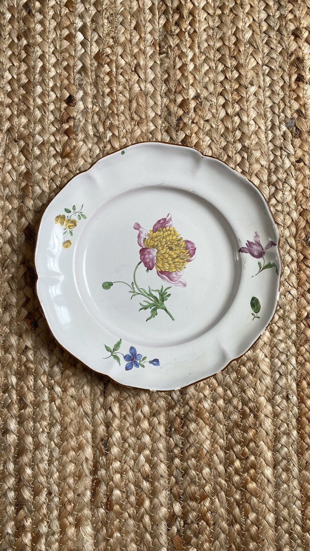 18th Century Strasbourg Faience Plate, Marked with Cipher of Paul