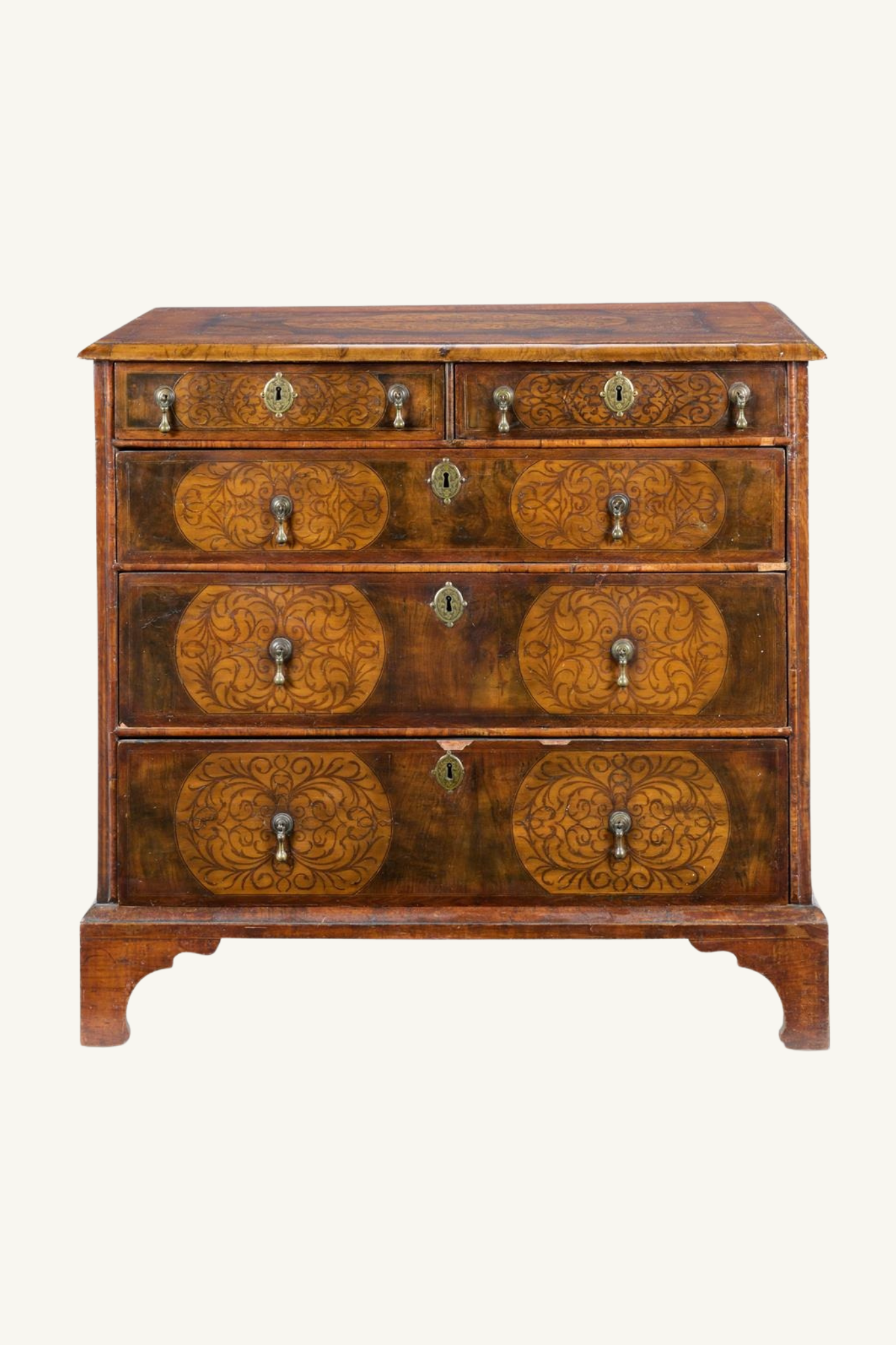 18th Century Walnut & Seaweed Marquetry Chest of Drawers