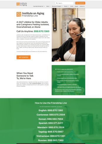 Institute on Aging — Friendship Line