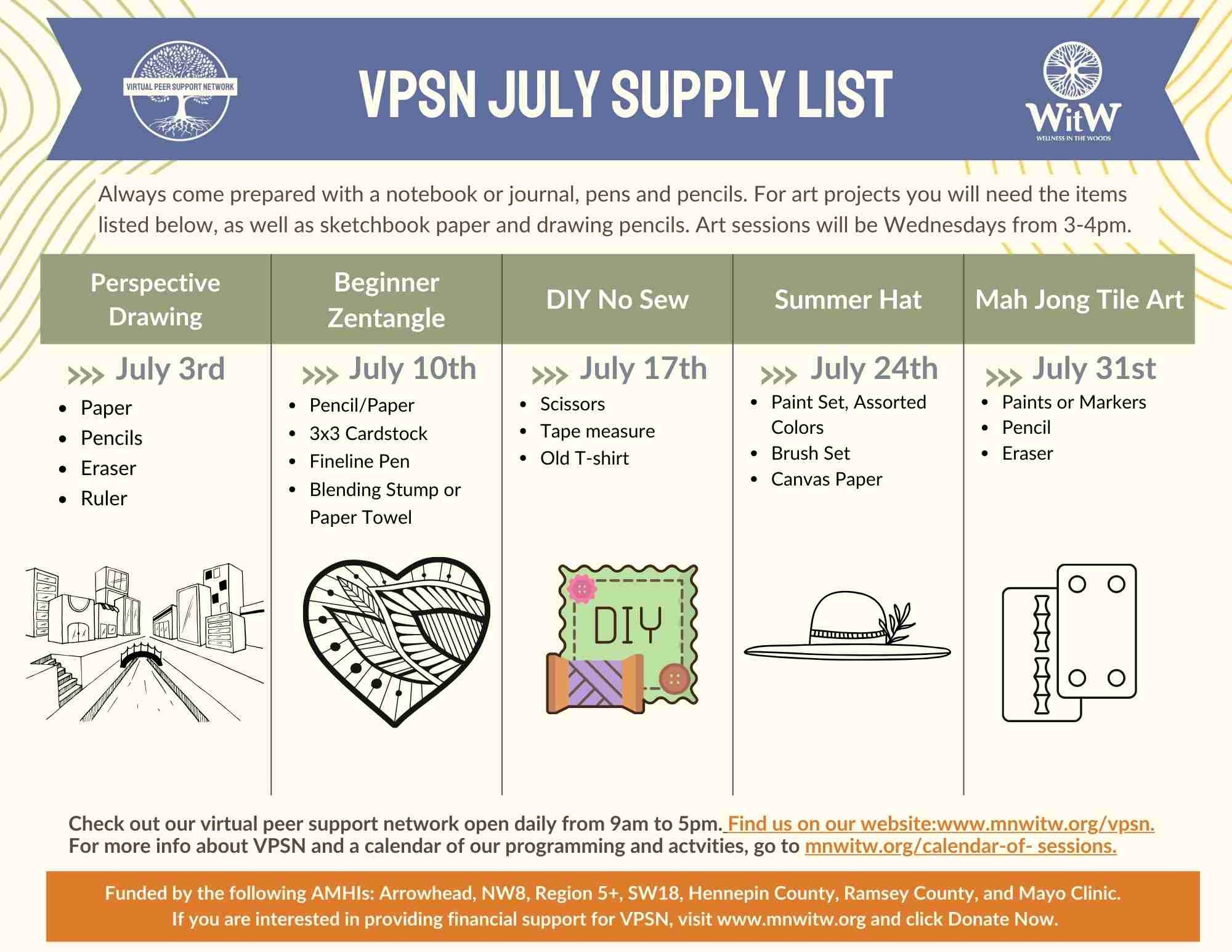 VPSN Calendar of Sessions — Wellness in the Woods | Mental Health Advocacy