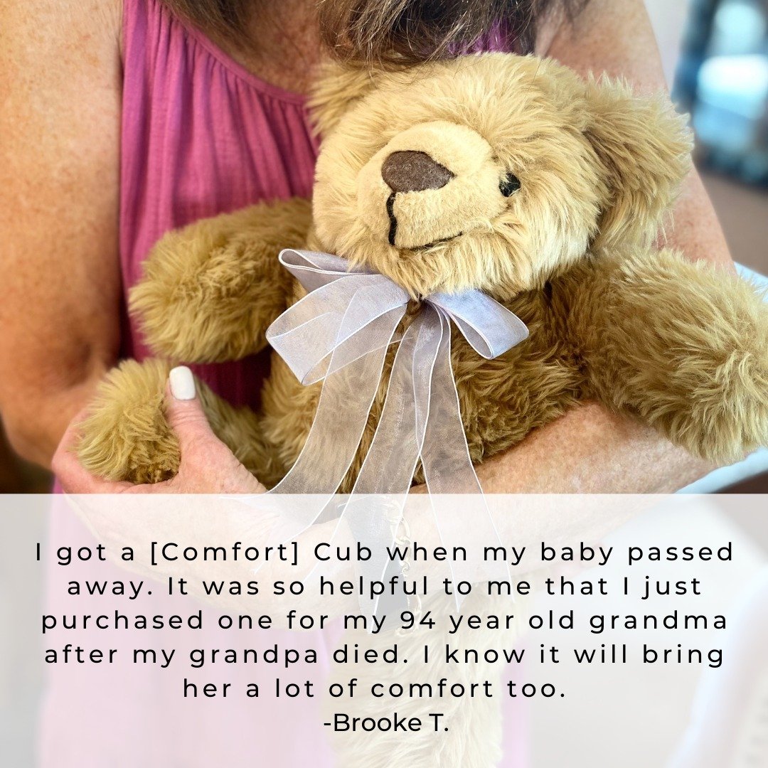 &quot;I got a [Comfort] Cub when my baby passed away. It was so helpful to me that I just purchased one for my 94 year old grandma after my grandpa died. I know it will bring her a lot of comfort too.&quot; -Brooke T.

#thecomfortcub #cub #teddybear 