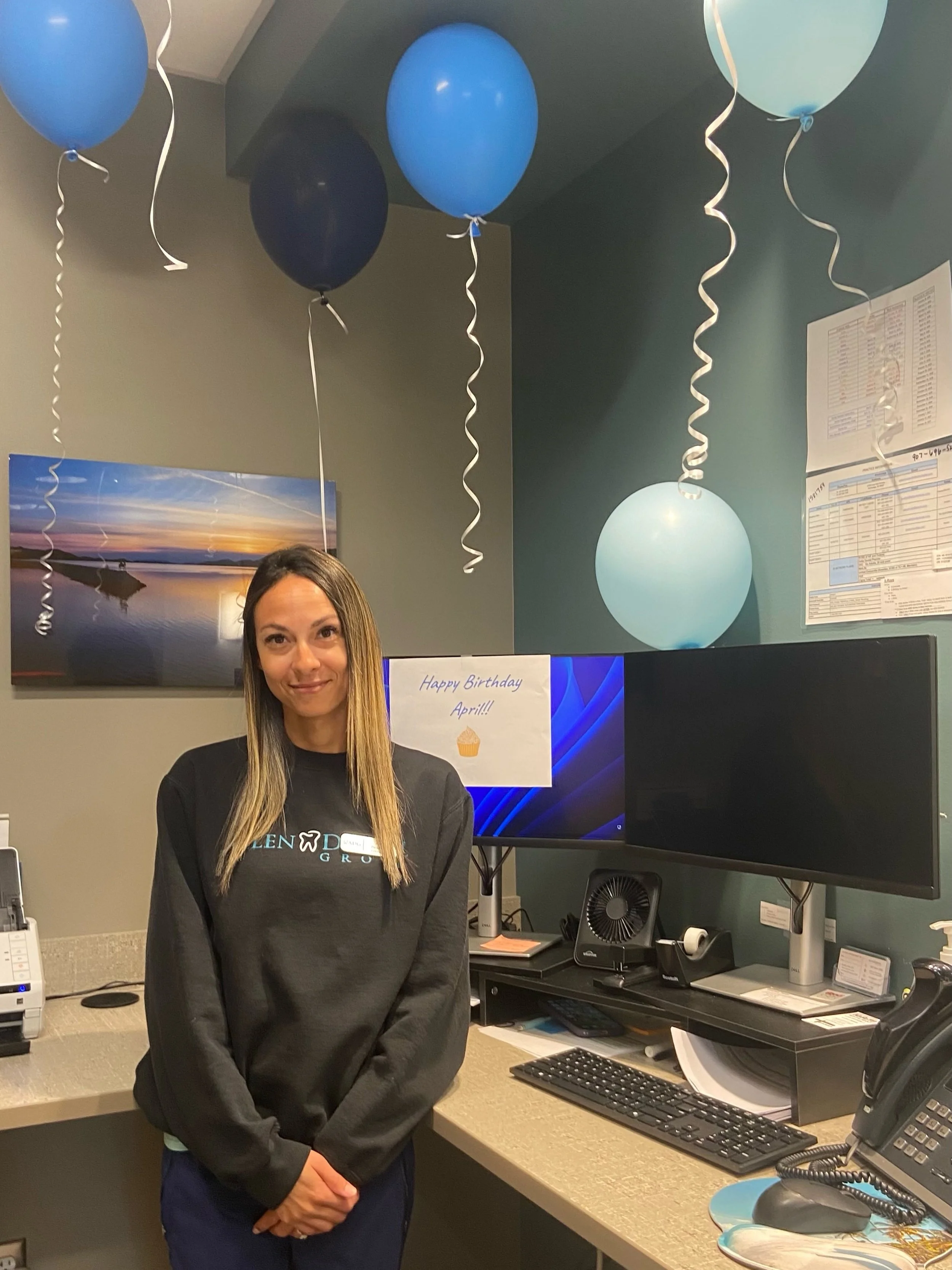Happy Birthday, April! 🎉 We hope your birthday was filled with happiness, laughter, and everything you love. Thanks for being such a great part of the Allen Dental Group team! 💙🎂