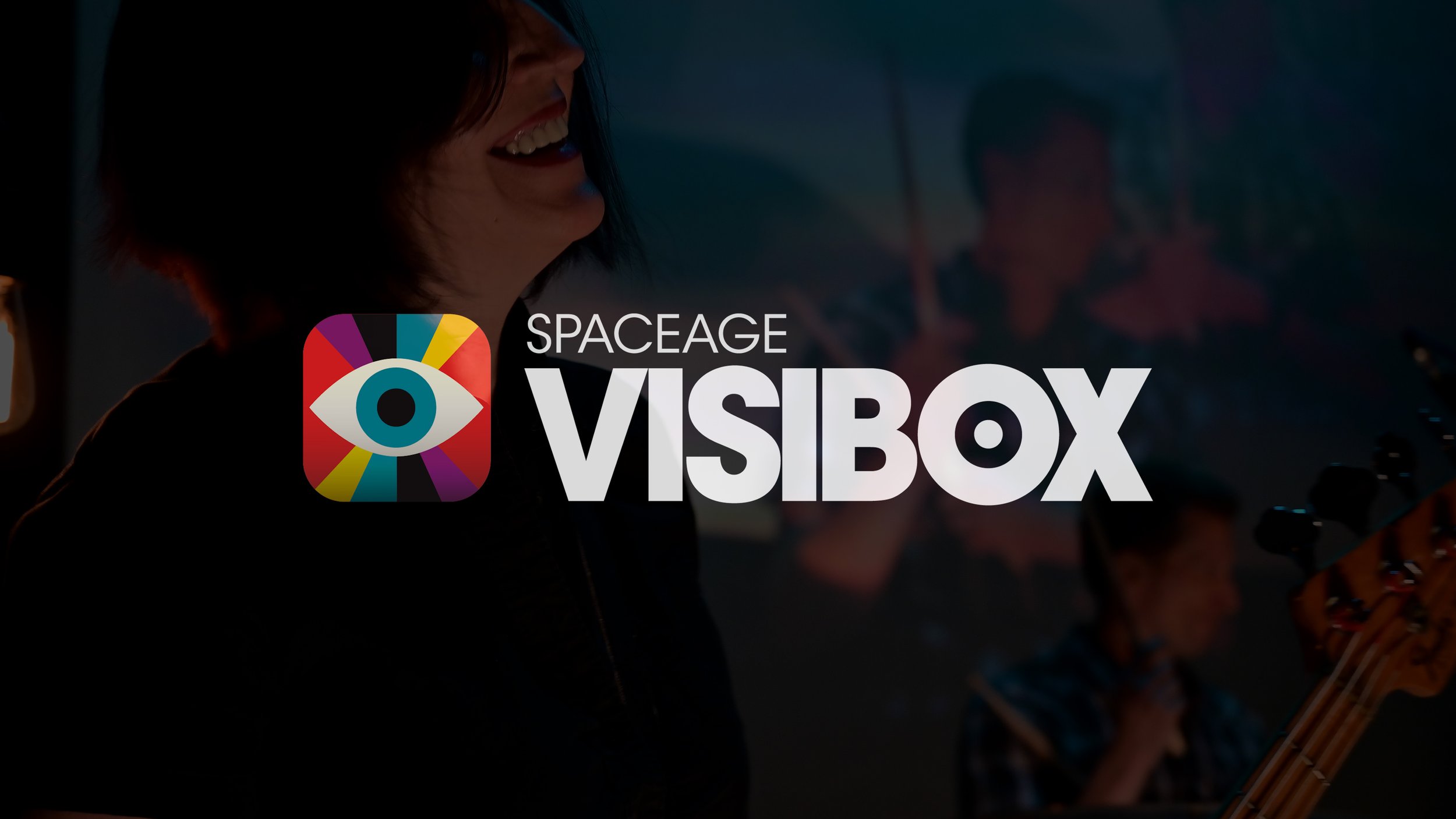 Visibox logo over performer