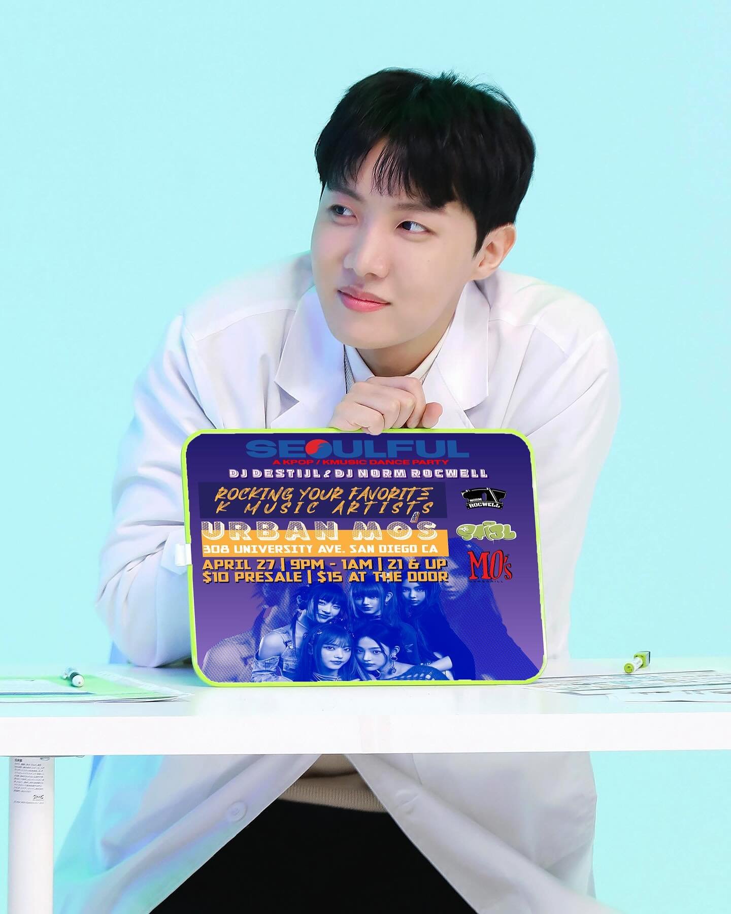 Hobi has the right idea for this Saturday&rsquo;s K Pop | K R&amp;B | K Hip Hop night! See you at @urbanmos for @seoulfulparty with @djnormrocwell &amp; @__destijl__ rocking Ateez to Zico through the night! #kpop #kpopdj #kpopsandiego #urbanmos #kpop