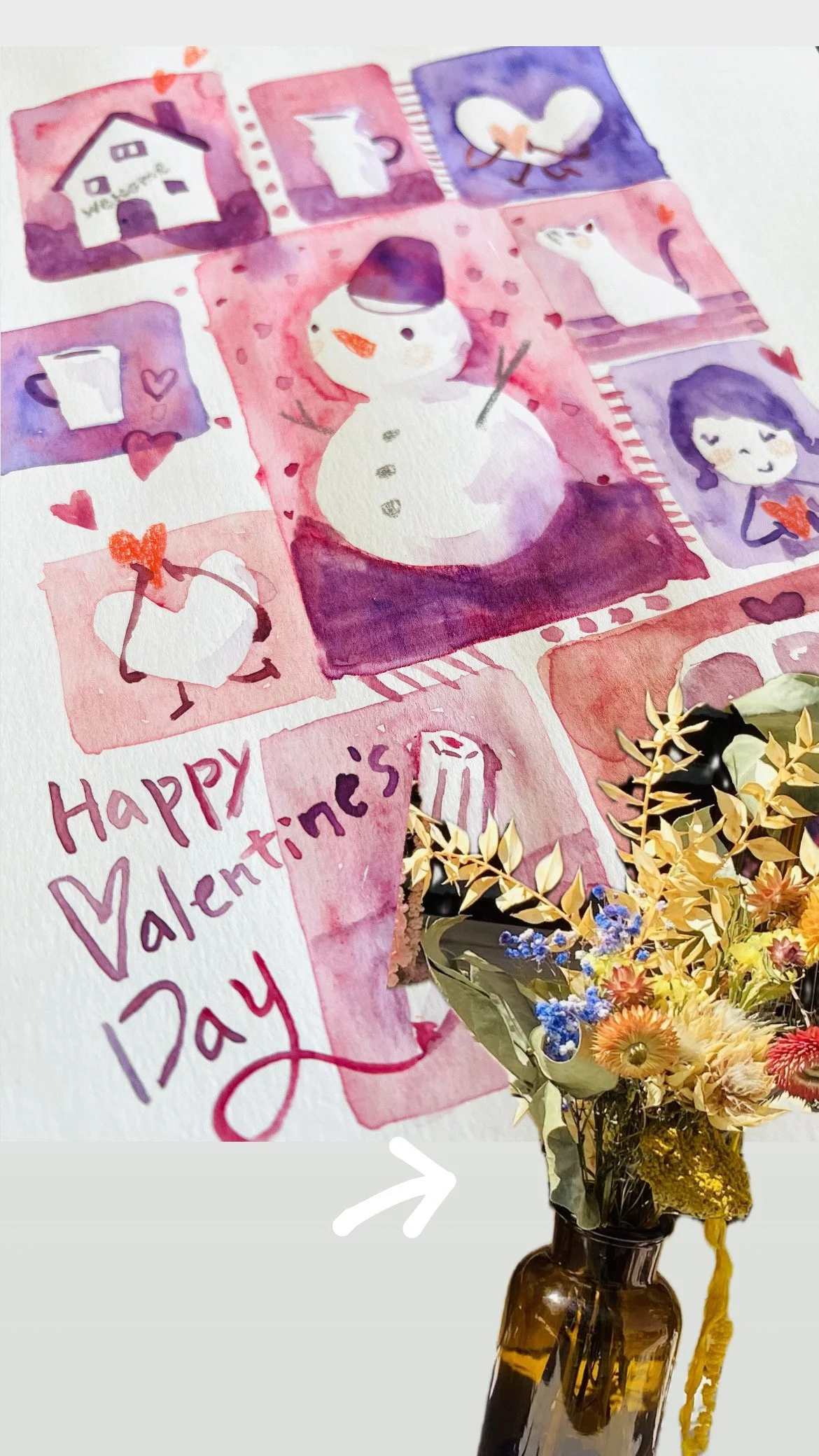 Valentine's day Water Color Card making/ Dried Flower Arrangement 2/8/2026 2p-3:30p)