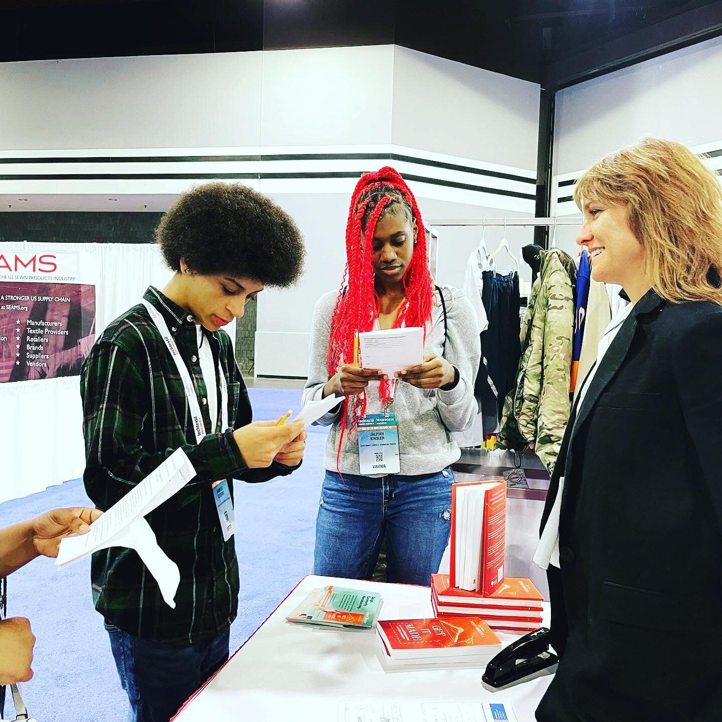 Some great students stopped by our booth this week @texprocessamerica I  enjoy talking with students or anyone new in the industry! They were quite nervous but I love nothing more than hopefully helping them feel like the industry can be welcoming an