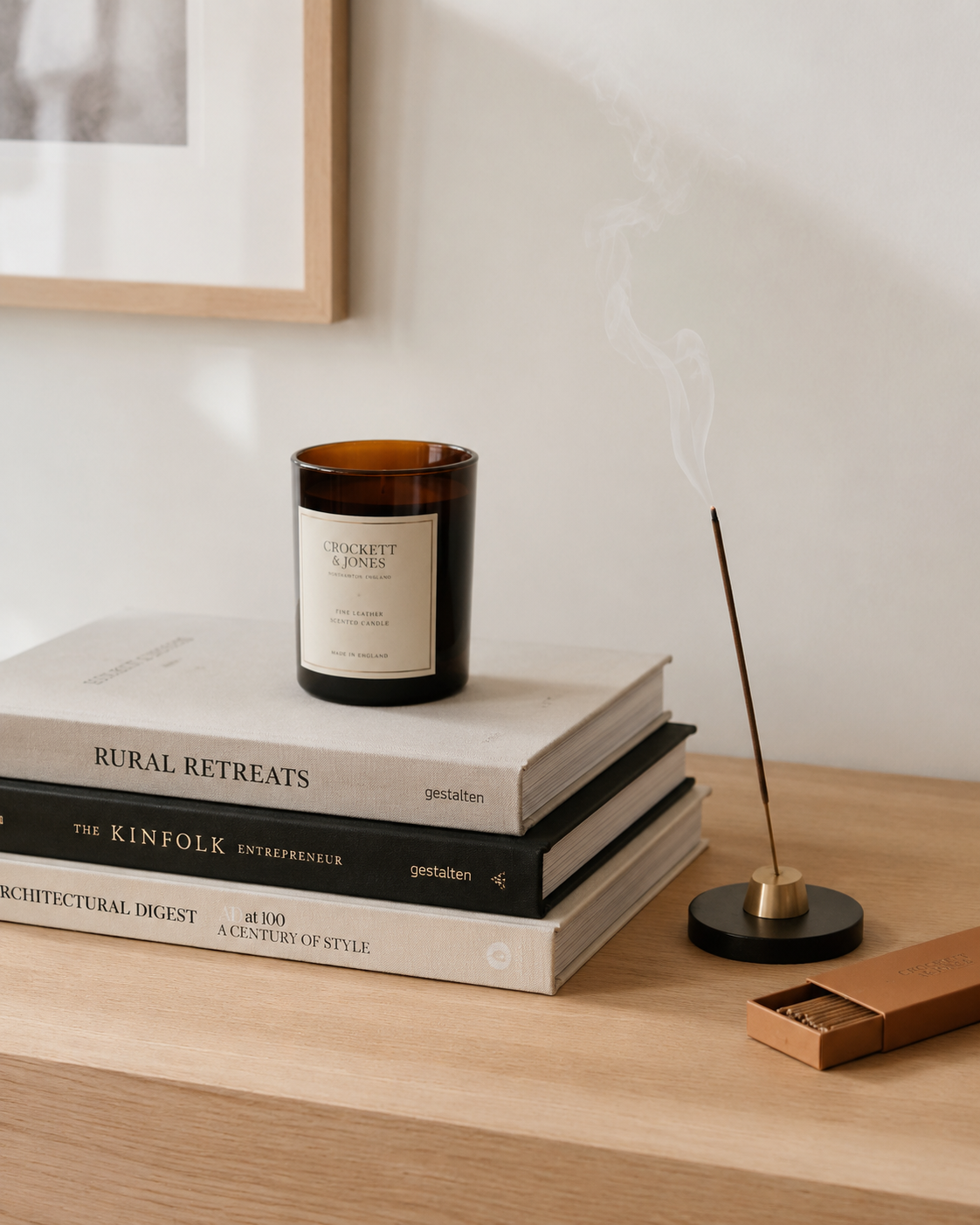 Books, candles and incense from the Crockett & Co. home collection.