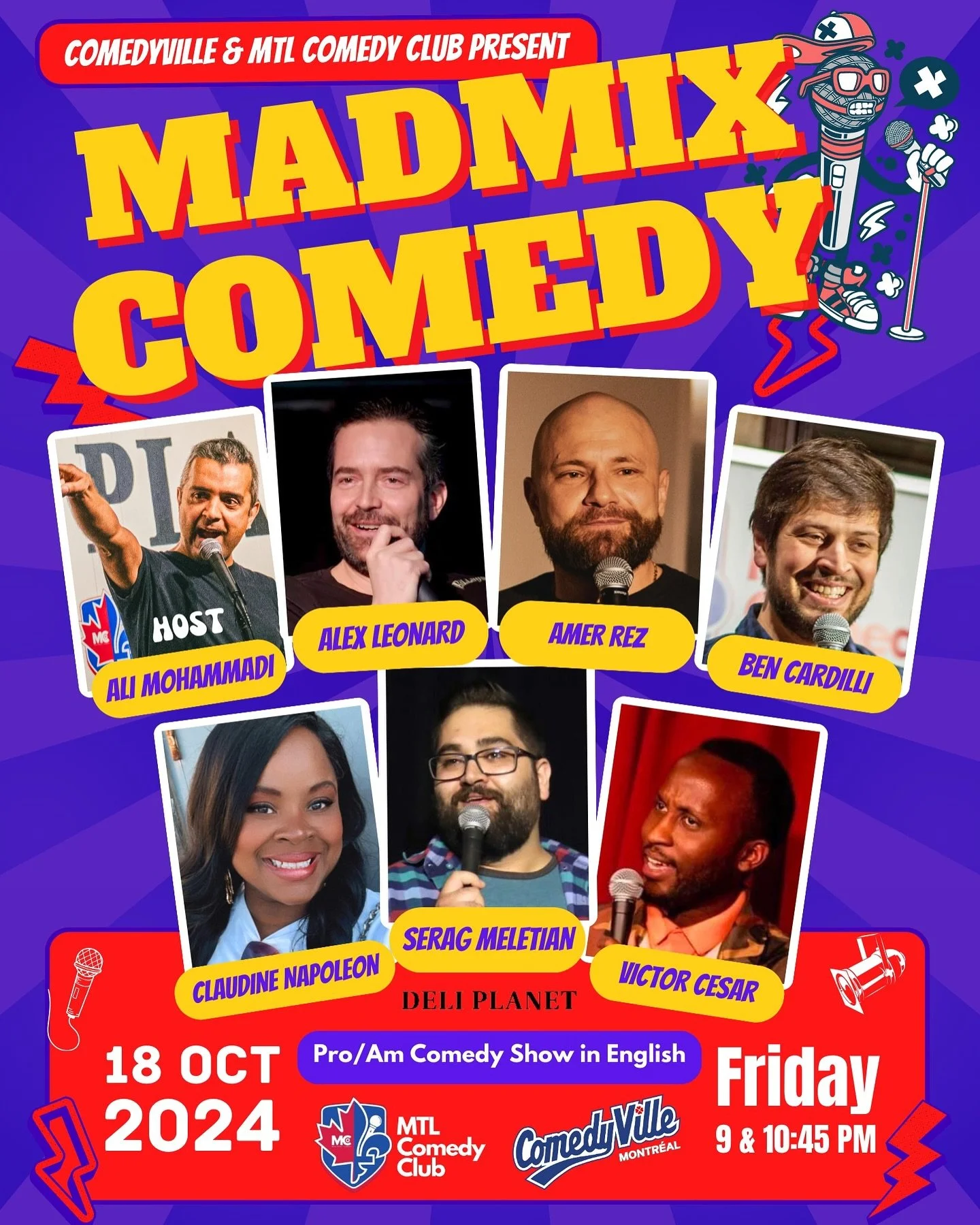 Friday October 18! Catch me at at @restaurant.estrella and @deliplanetmtl with the good folks from @thecomedyville & @montrealcomedyclub 
Ticket link in the posters! See you there!