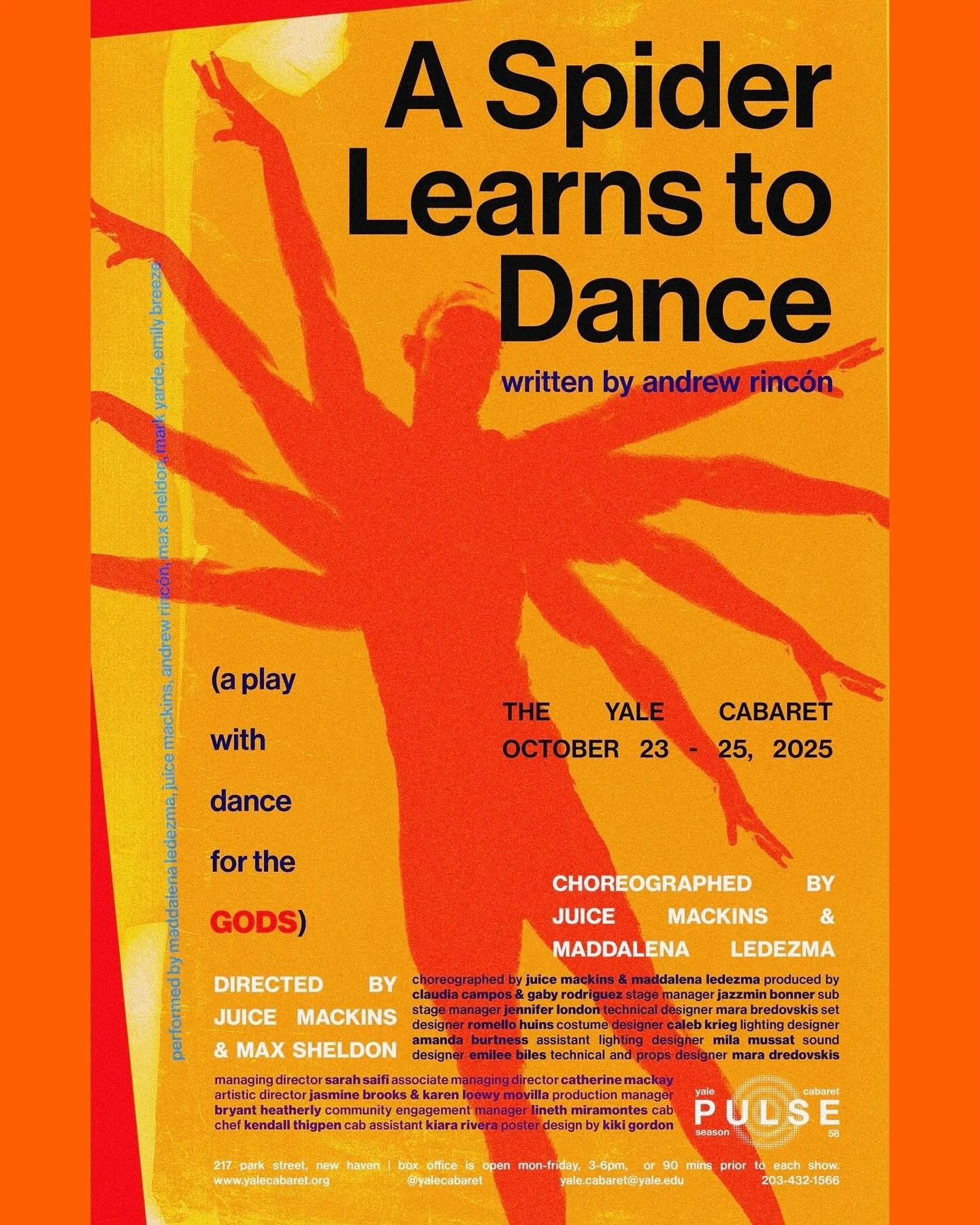 NEW PLAY ALERT 🚨🚨🚨🚨🚨
BACK IN THE CAB @yalecabaret !!! Amongst ALLLL the things I have to do, I STILL found time to live in this world for some great collaborator and friends ❤️. Truly a story worth telling!

A SPIDER LEARNS TO DANCE (A Play With