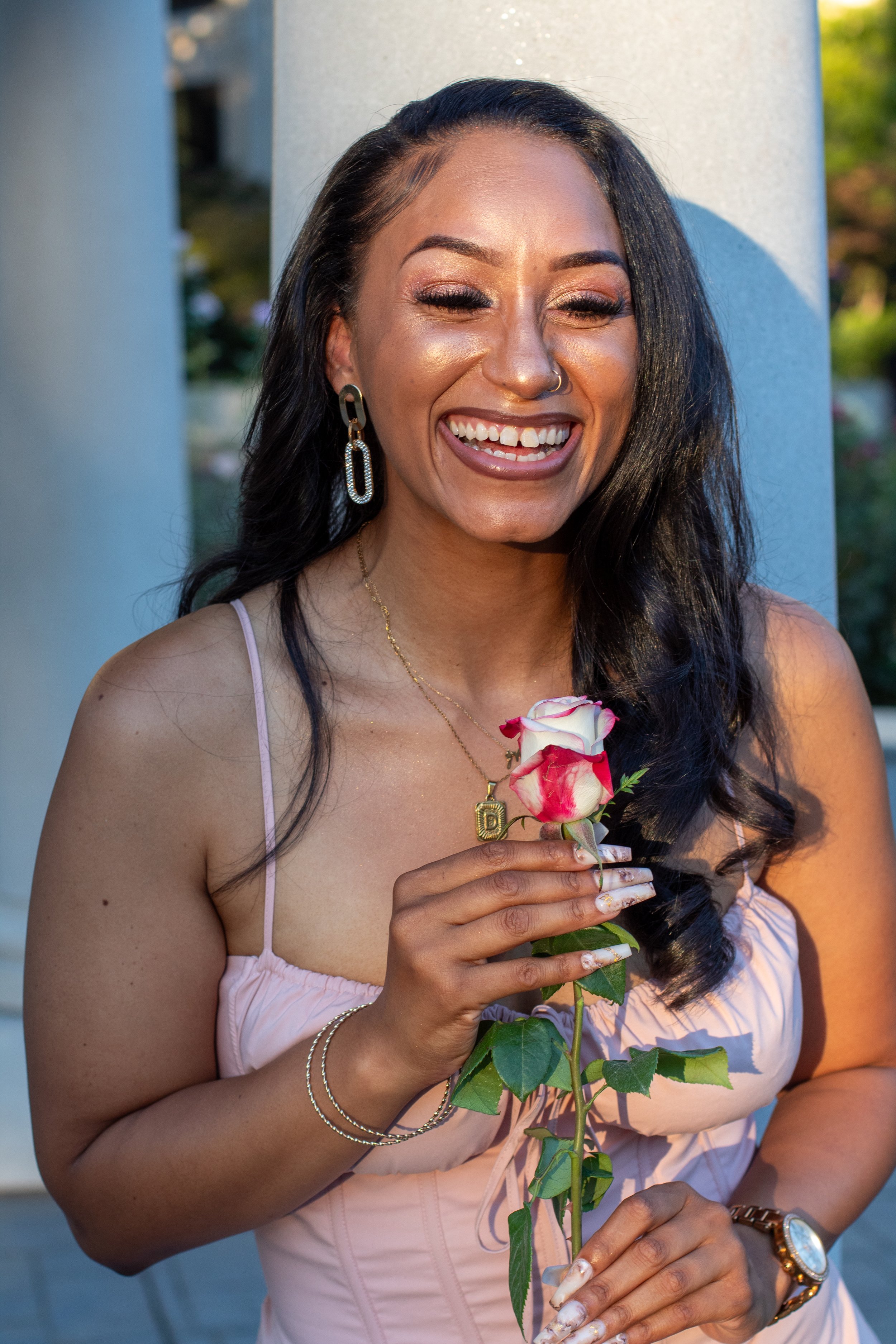 single rose pink dress photo