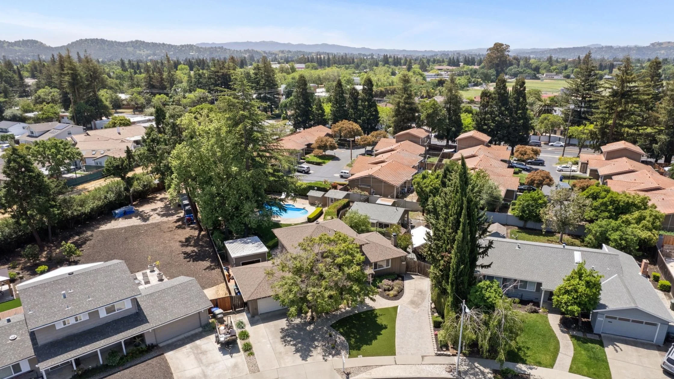 Aerial view of neighborhood